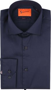 Suitable Shirt Extra Long Sleeves Twill Navy