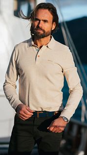 NZA Longsleeve Polo Shirt Isaac Piqué Sand