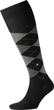 Burlington Edinburgh Knee Socks Wol Blend Black 3000
