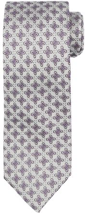 Suitable Tie Silk Stripe Flowers White