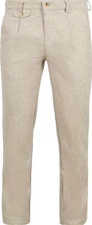 Suitable Chino Pico Pleat Cotton Linen Pepita Beige