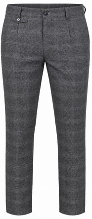 Suitable Pico Pleat Chino Check Grey