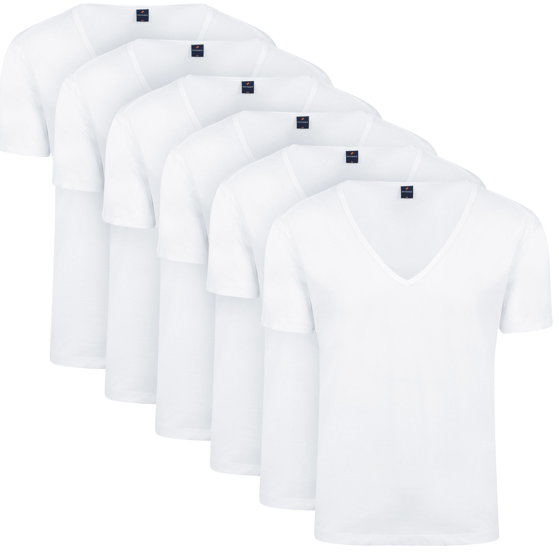 Suitable Vitaru T-shirt Djup V-hals 6-pack Vit Storlek herr
