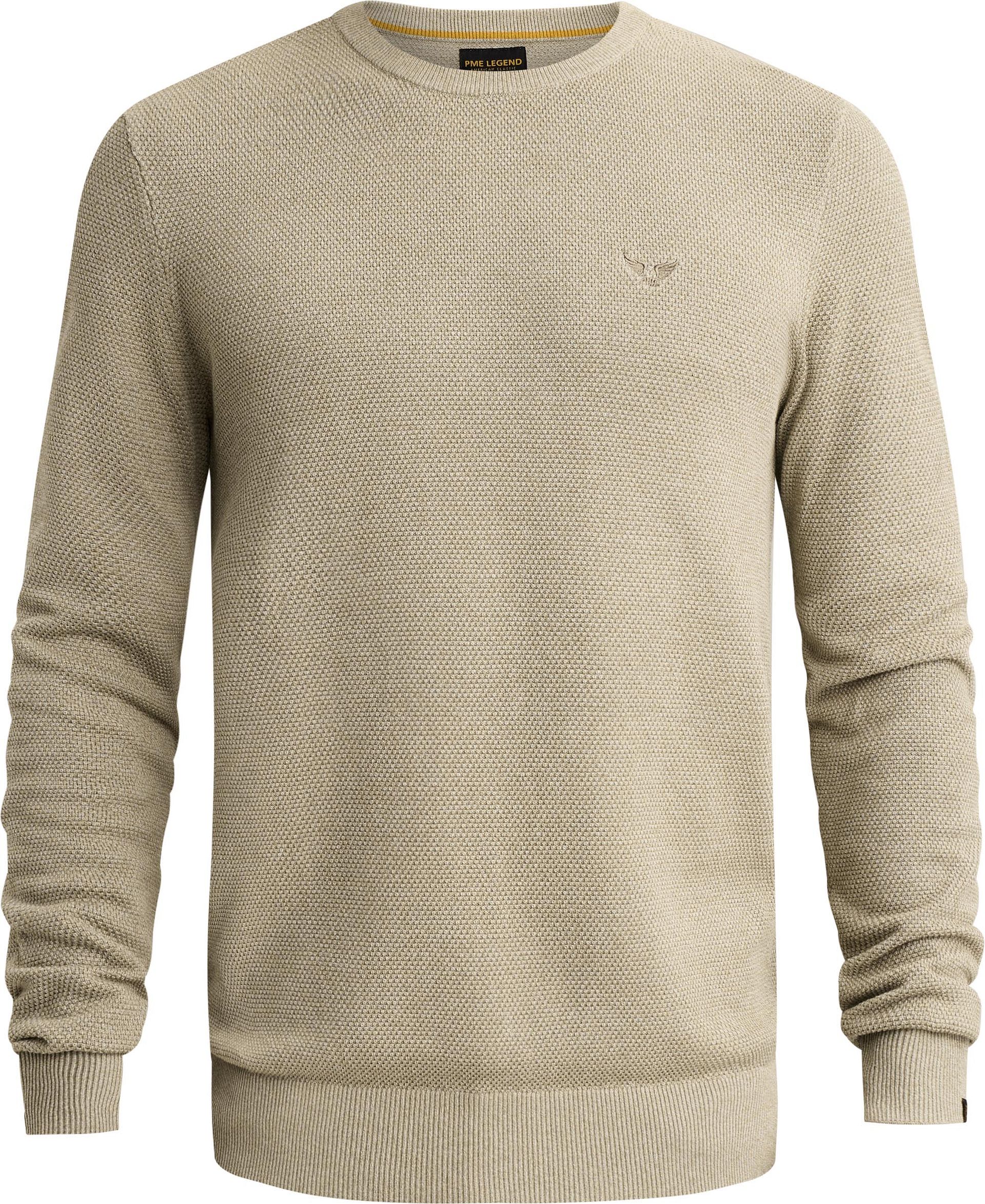 PME Legend Structure Pullover Melange Stone Green Grön Beige Storlek stickade tröjor herr