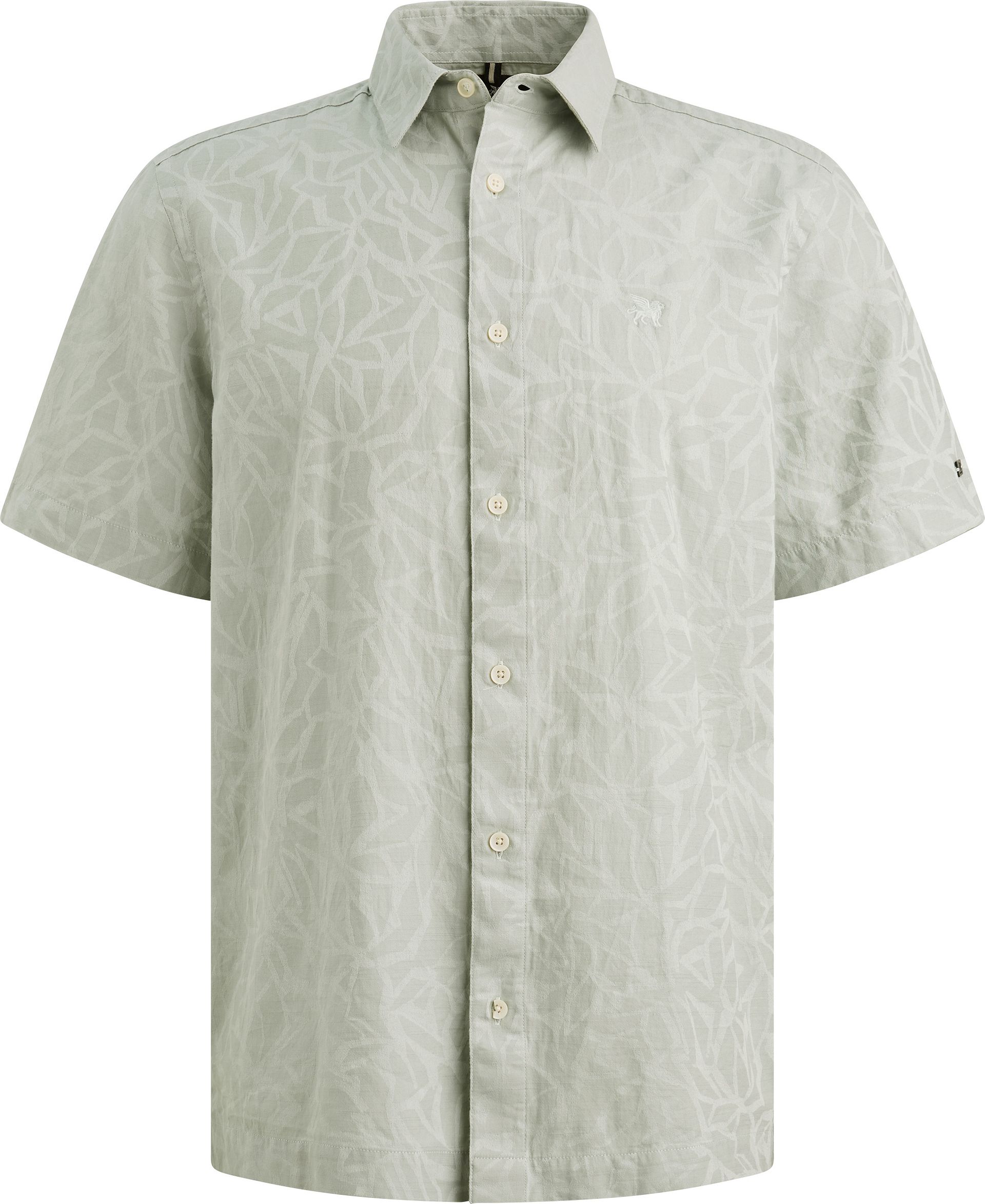 Vanguard Kortärmad Skjorta Jacquard Greige Grå Beige Storlek herr