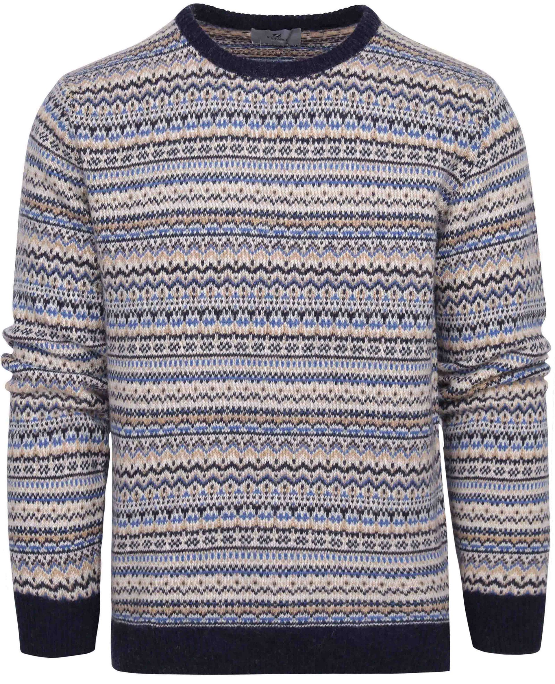 Suitable Prestige Fair Isle Pullover Beige Storlek stickade tröjor herr
