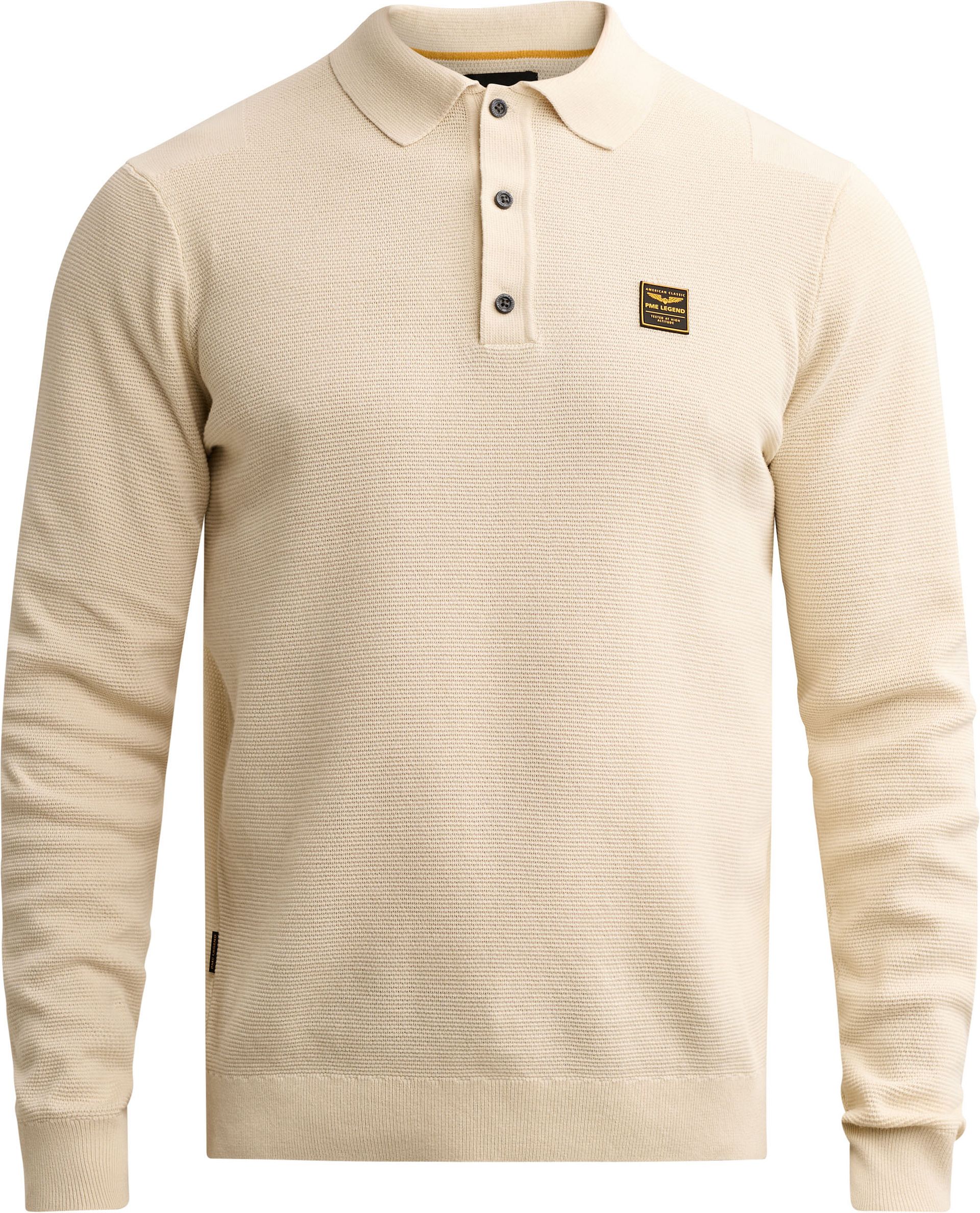 PME Legend Knitted Longsleeve Pikétröja Bone White Off-White Beige herr