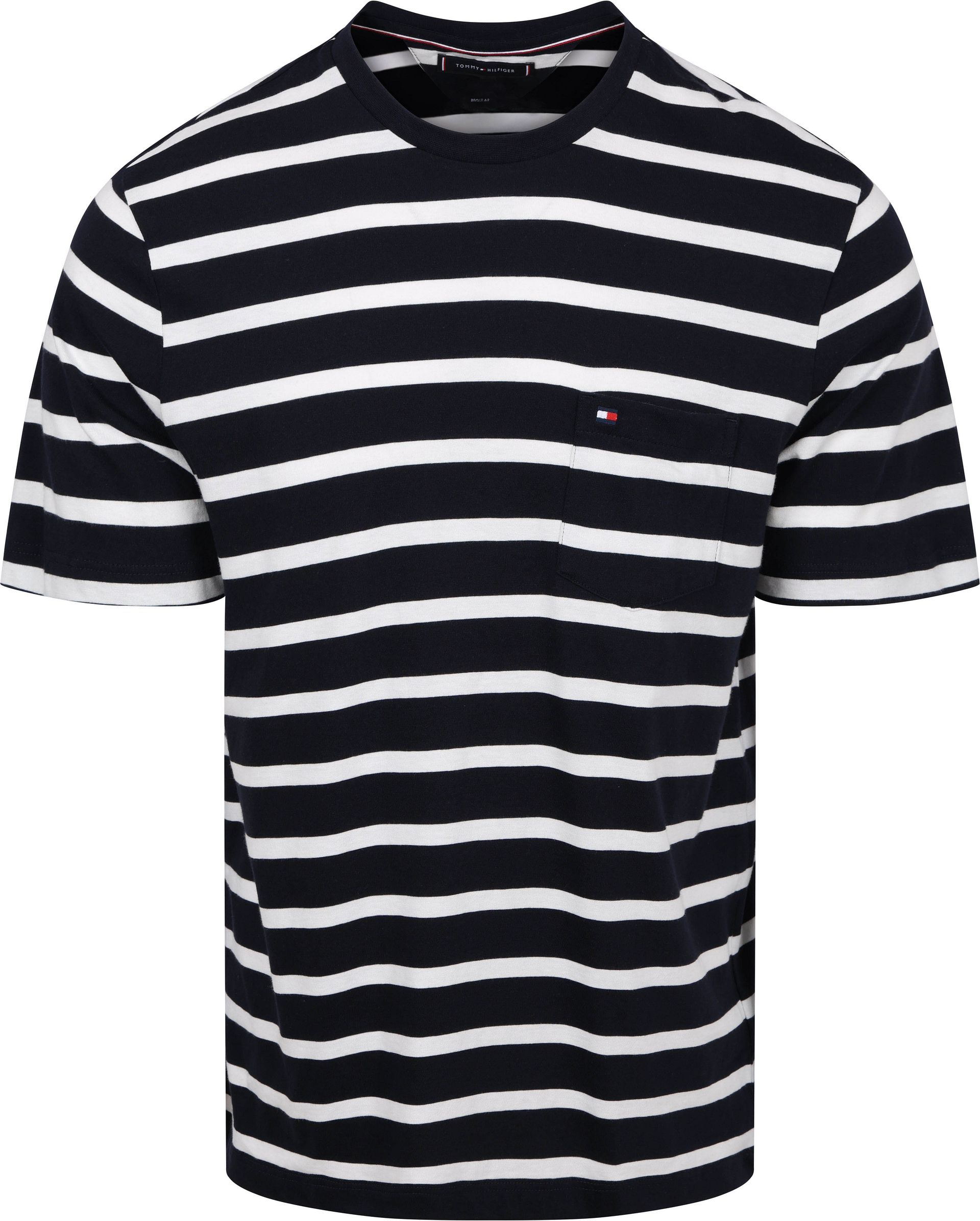 TOMMY HILFIGER T-shirt Randig Blå Mörkblå Storlek herr