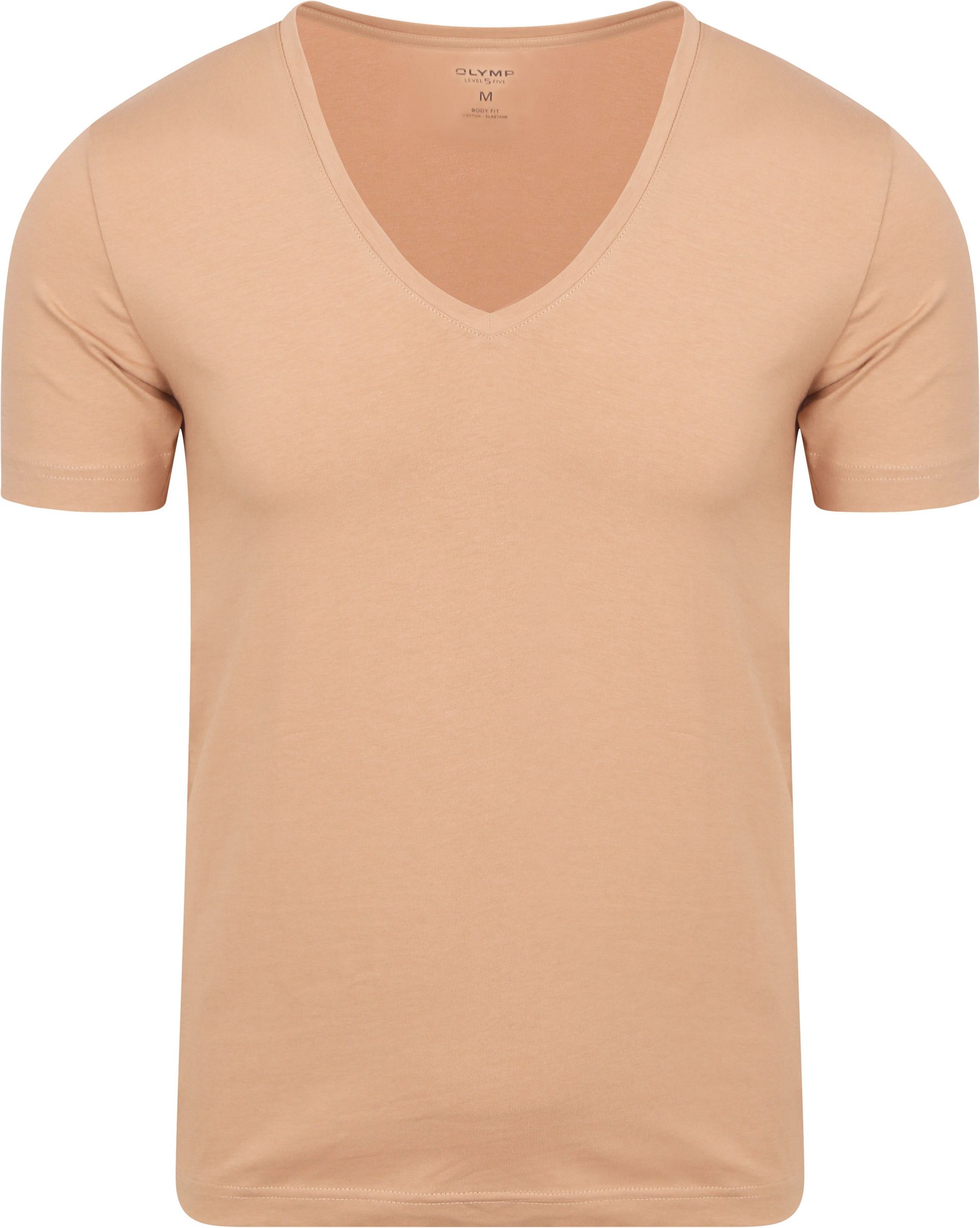 OLYMP Osynlig T-shirt Djup V-ringning Brun Storlek herr