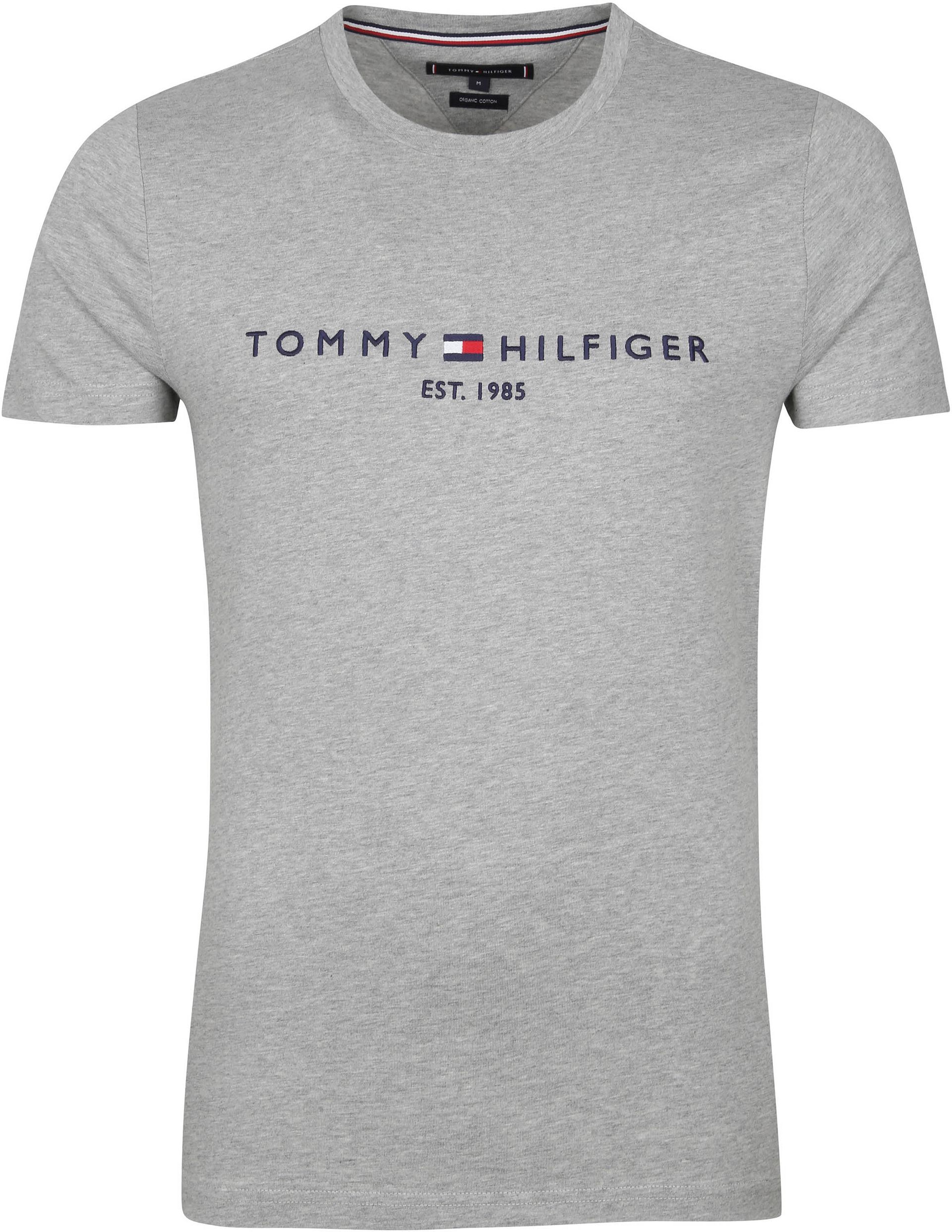 TOMMY HILFIGER Logo T-shirt Grå Storlek herr