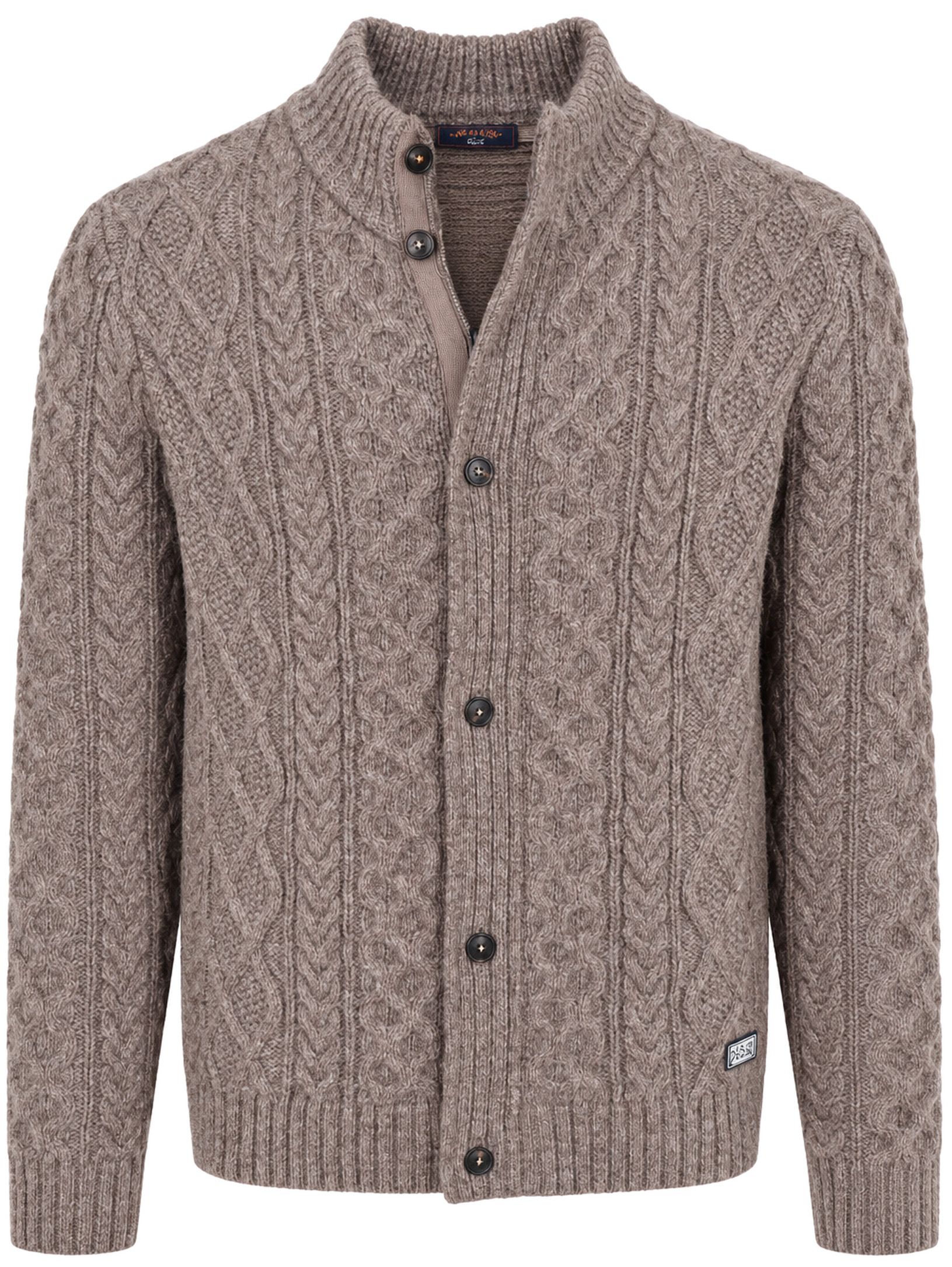 New Zealand Auckland NZA Pullover Cable Wool Brun Taupe stickade tröjor herr