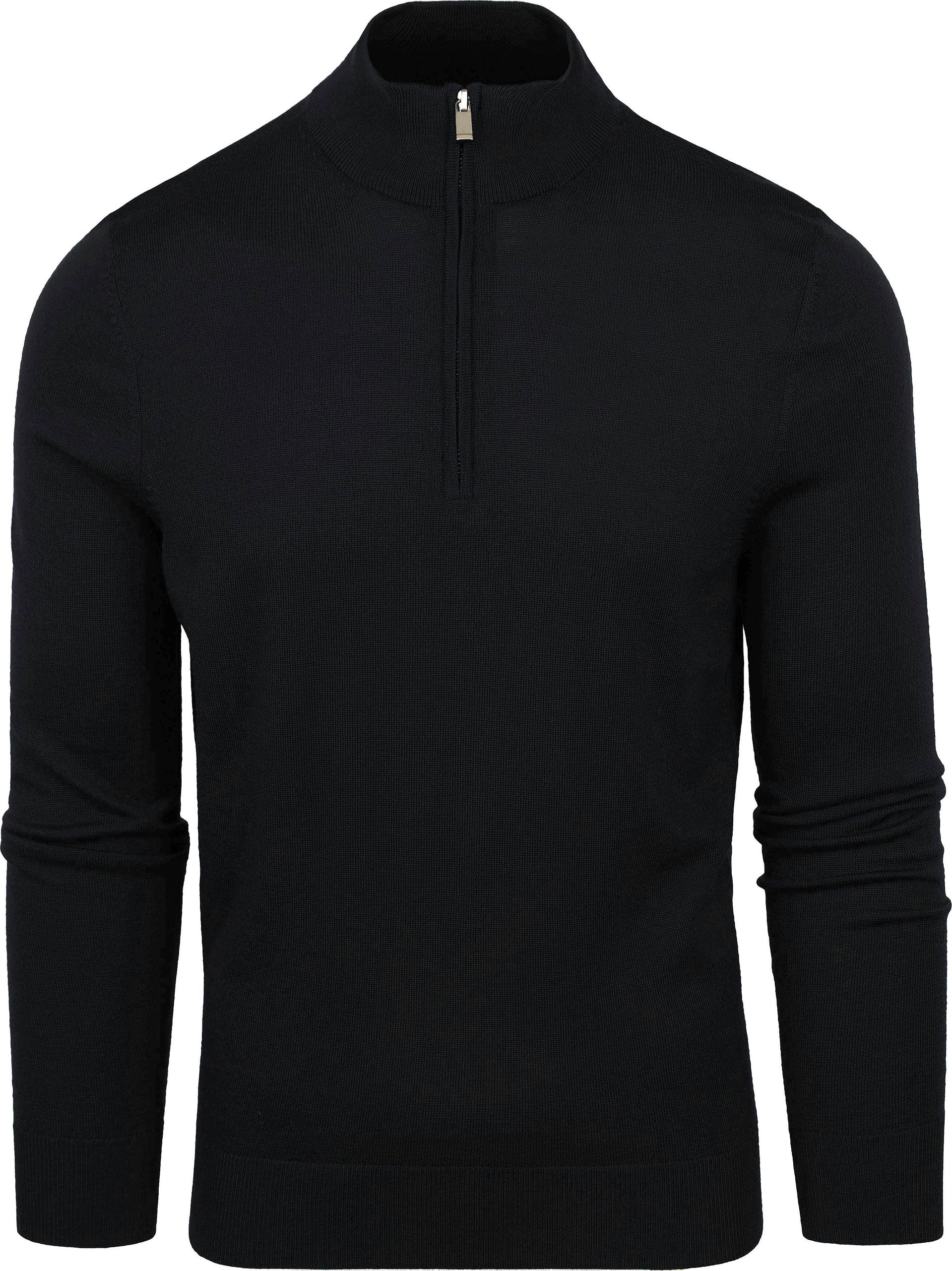 Suitable Merino Halv Zip Tröja Svart Storlek herr