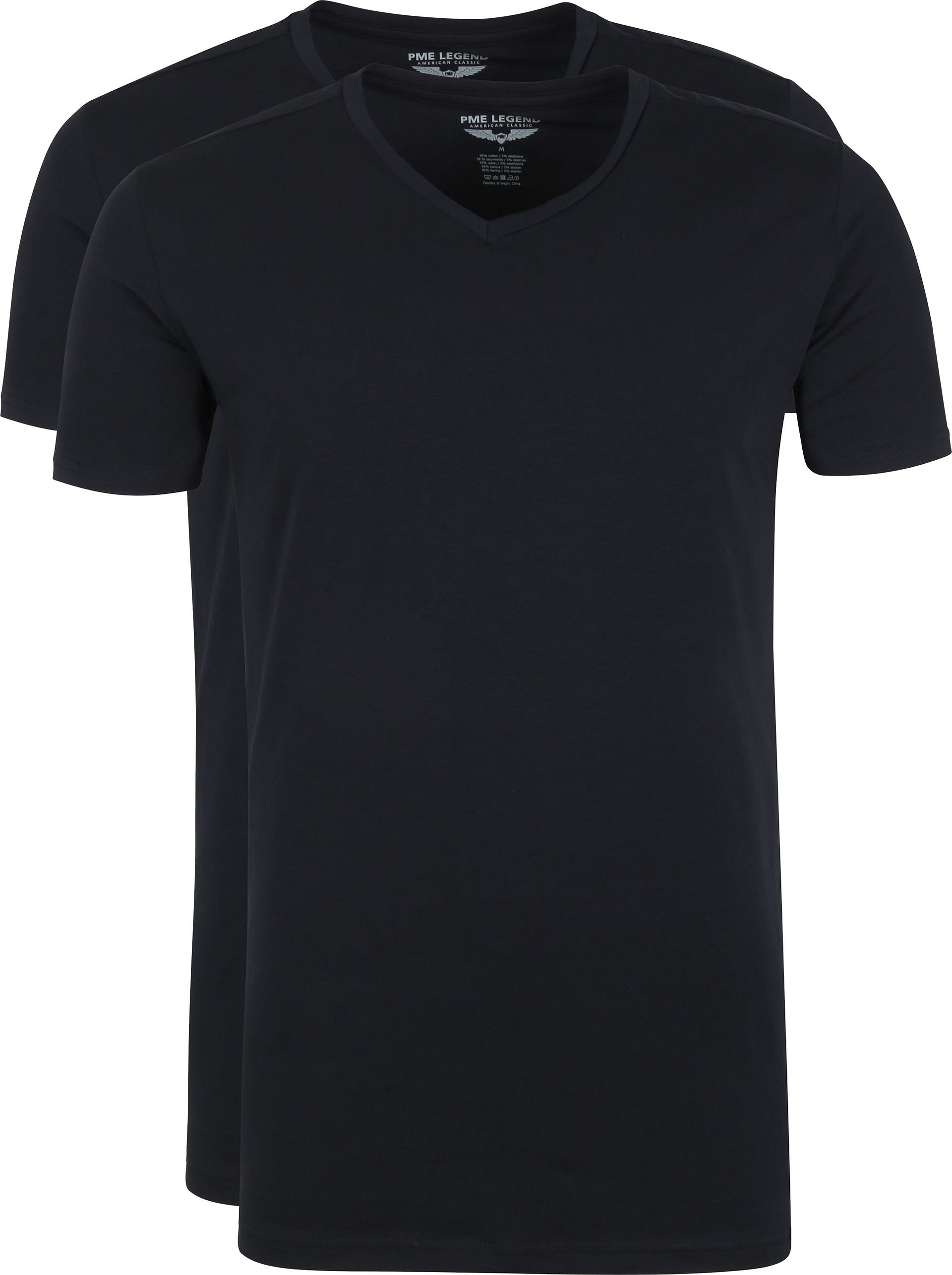 PME Legend Basic T-shirt 2-Pack V-ringad Svart Storlek herr