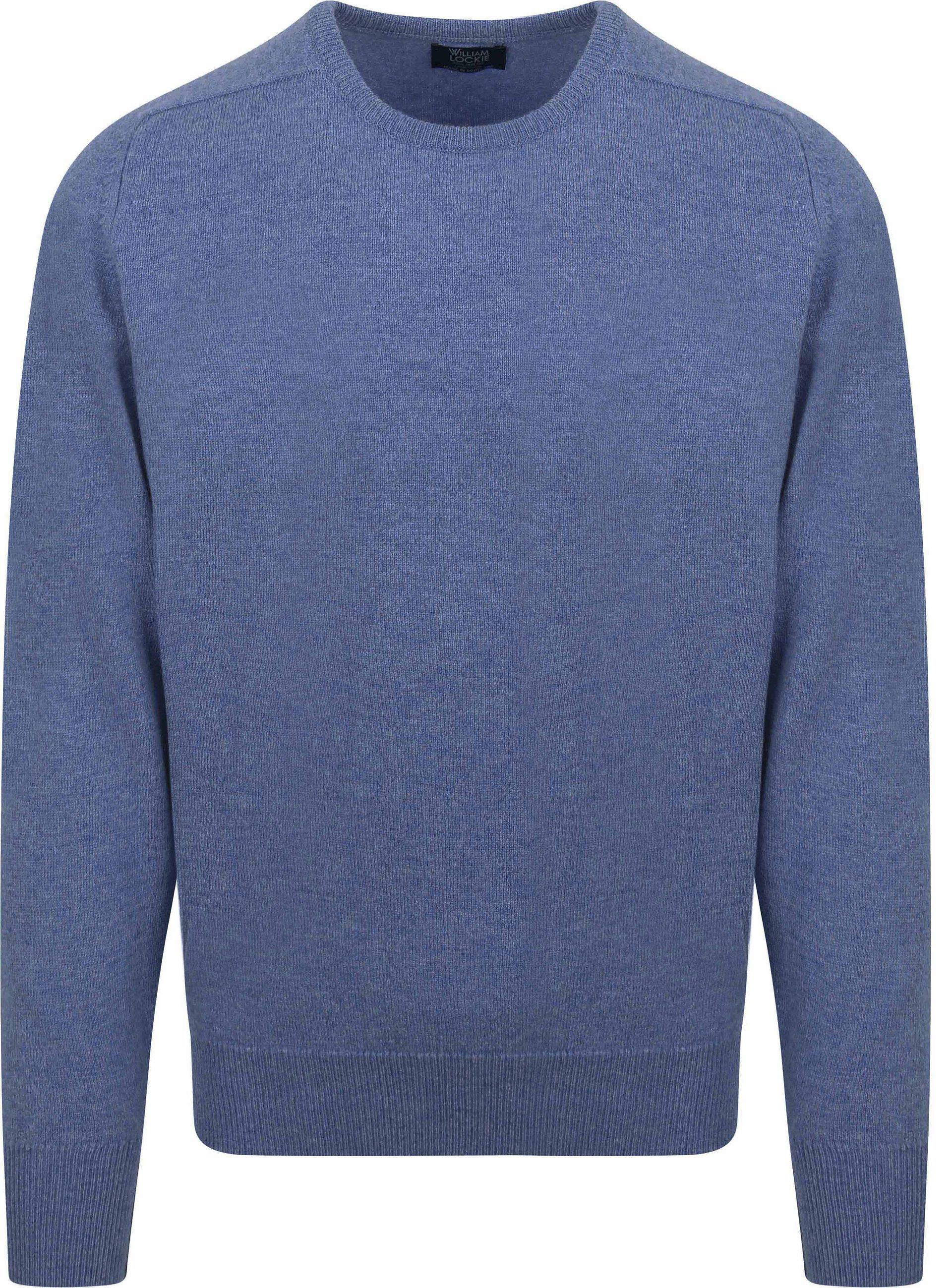 William Lockie Rundhalsad Lammullströja Indigo Blå Storlek herr