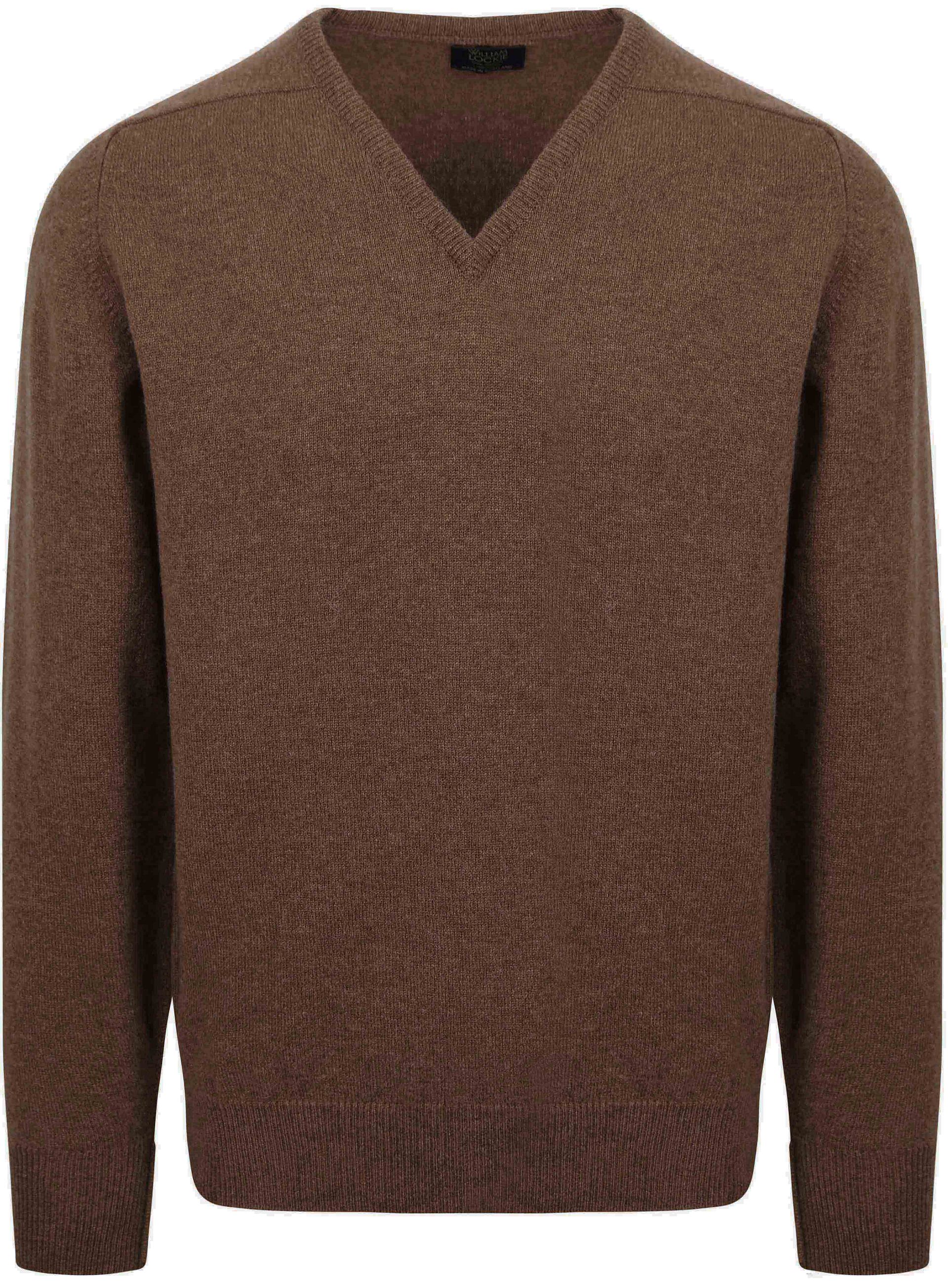 William Lockie V-ringad lammullströja Mocha Brun Storlek herr