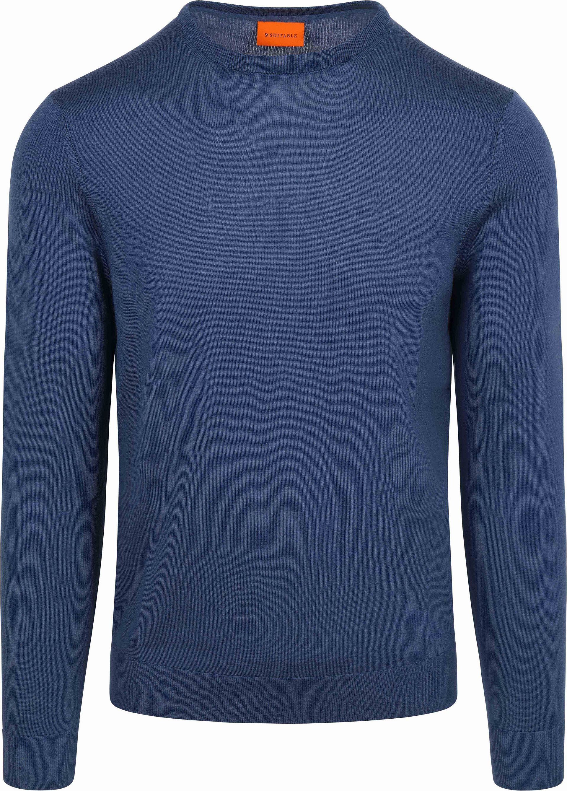 Suitable Merino Pullover Royal Blå Mörkblå Storlek stickade tröjor herr