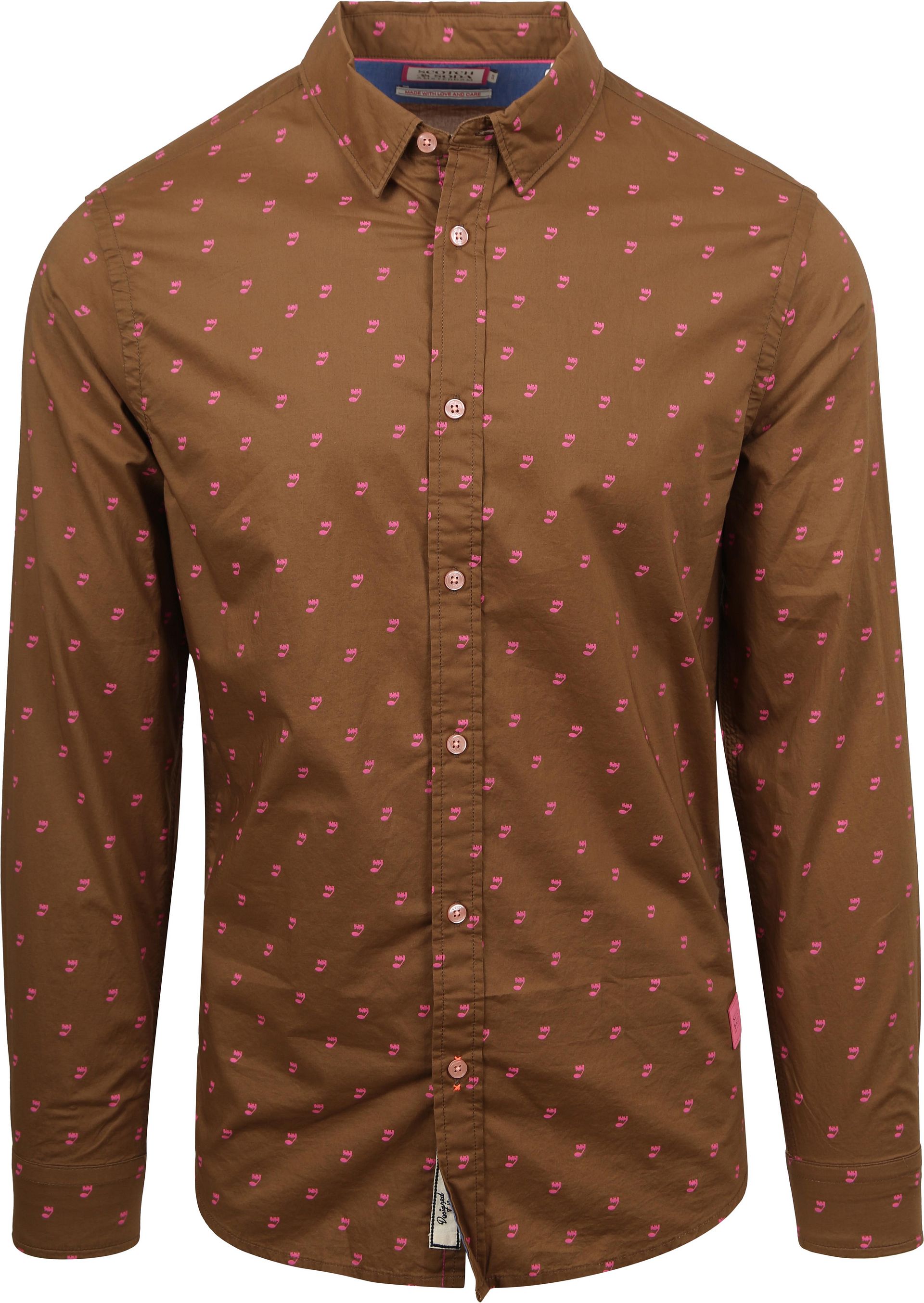 SCOTCH & SODA Skjorta Tryck Brun Storlek herr
