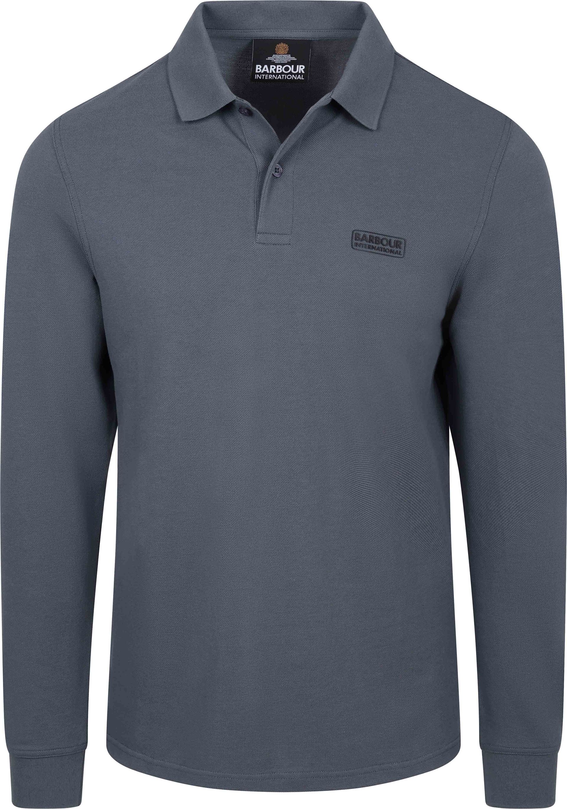 Barbour International Longsleeve Piqué Poloshirt Washed Charcoal