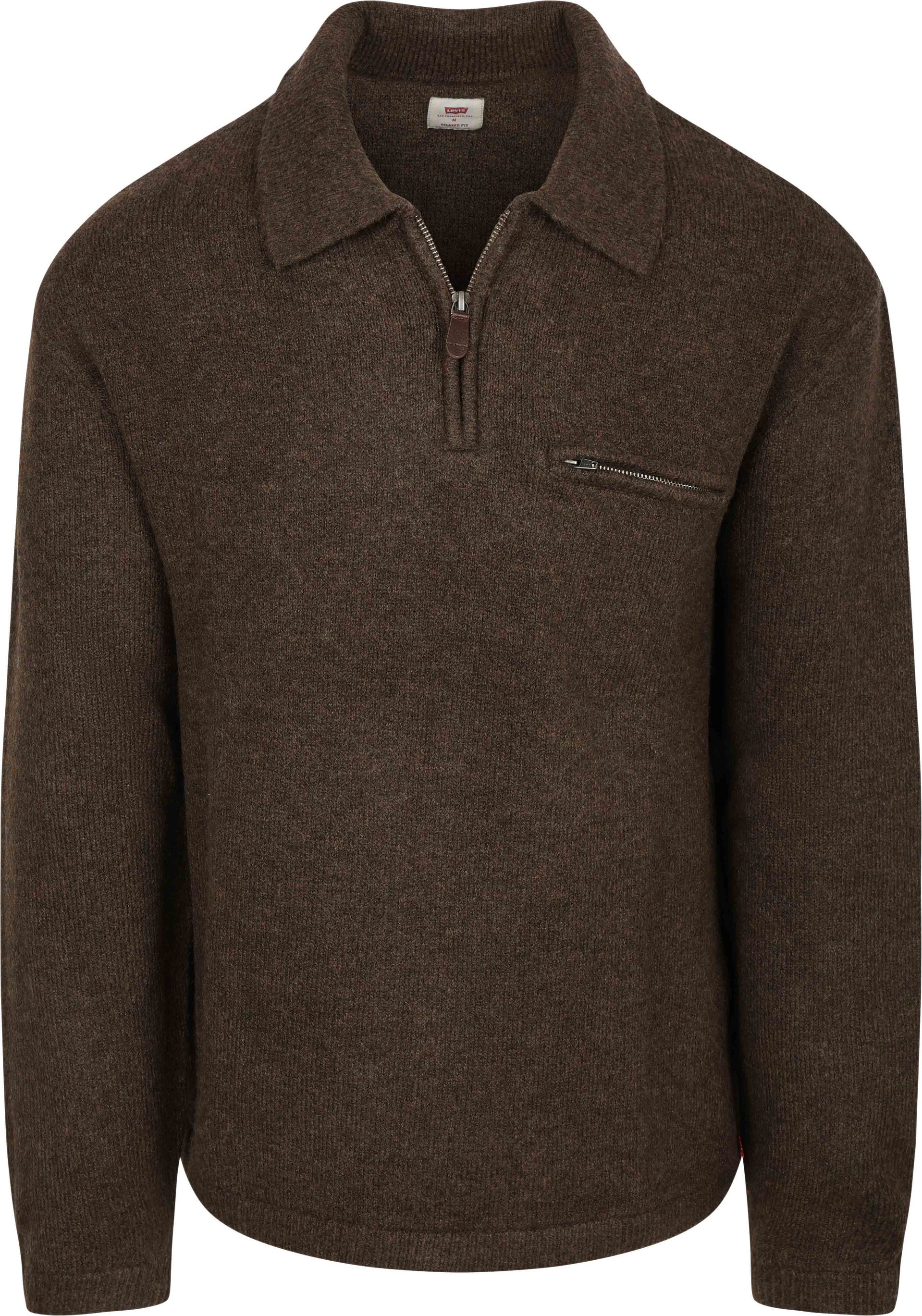 LEVIS ® Långärmad Piké Half Zip Brun Storlek pikéer herr