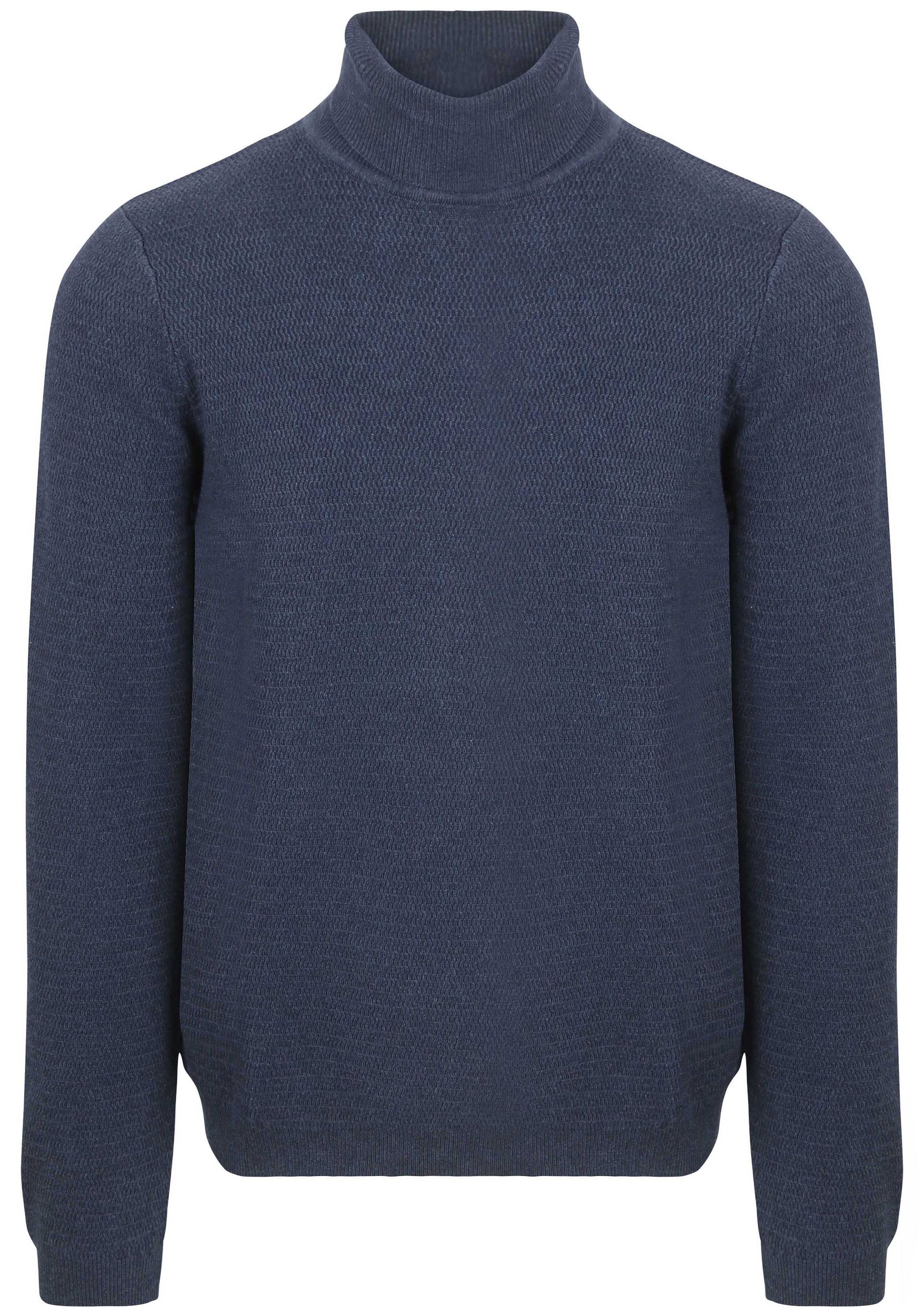 Suitable Rullkrage Struktur Melange Navy Blå Mörkblå Storlek tröjor herr