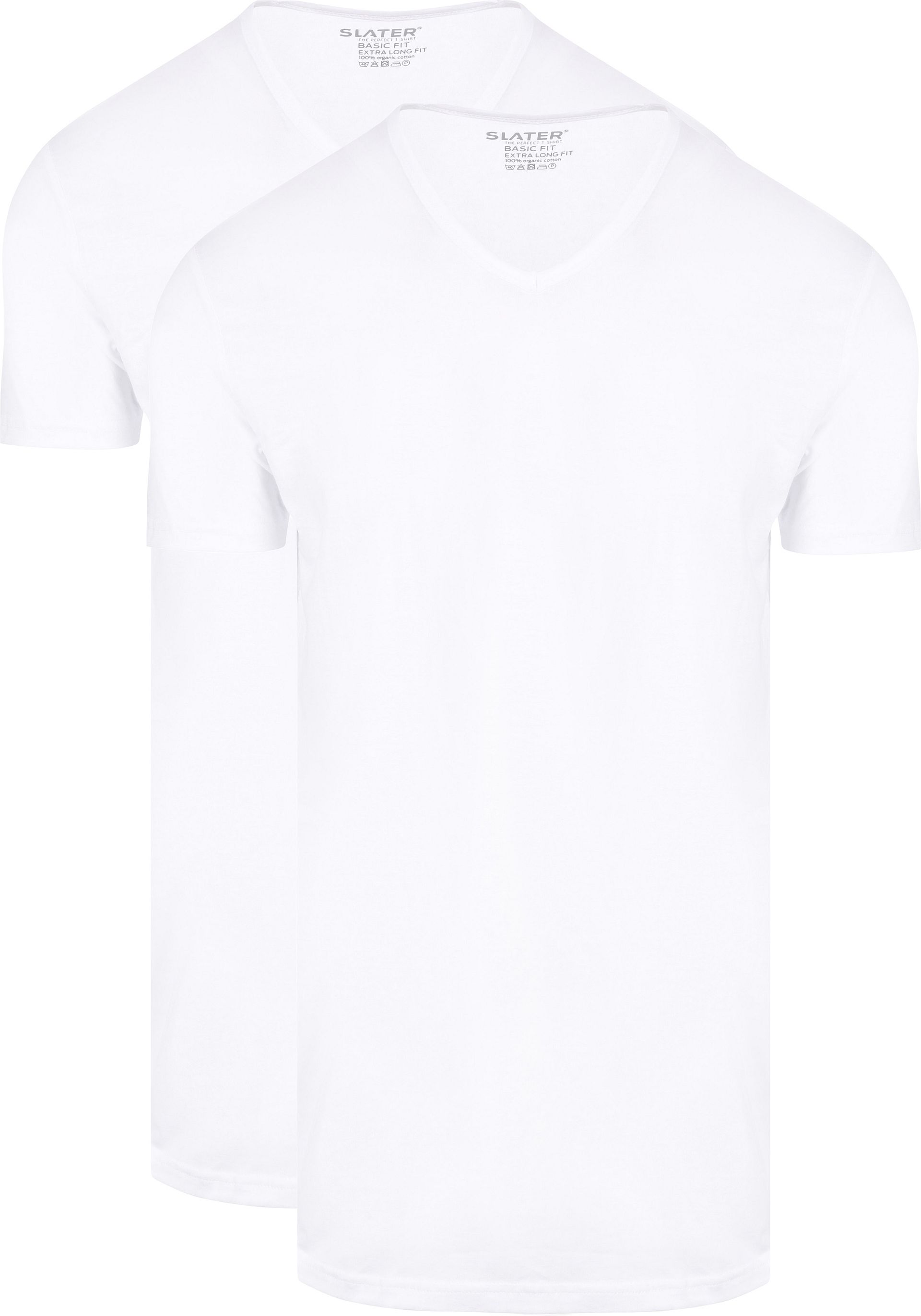 Slater 2-pack T-shirt Basic Extra Lång V-ringad Vit Storlek herr