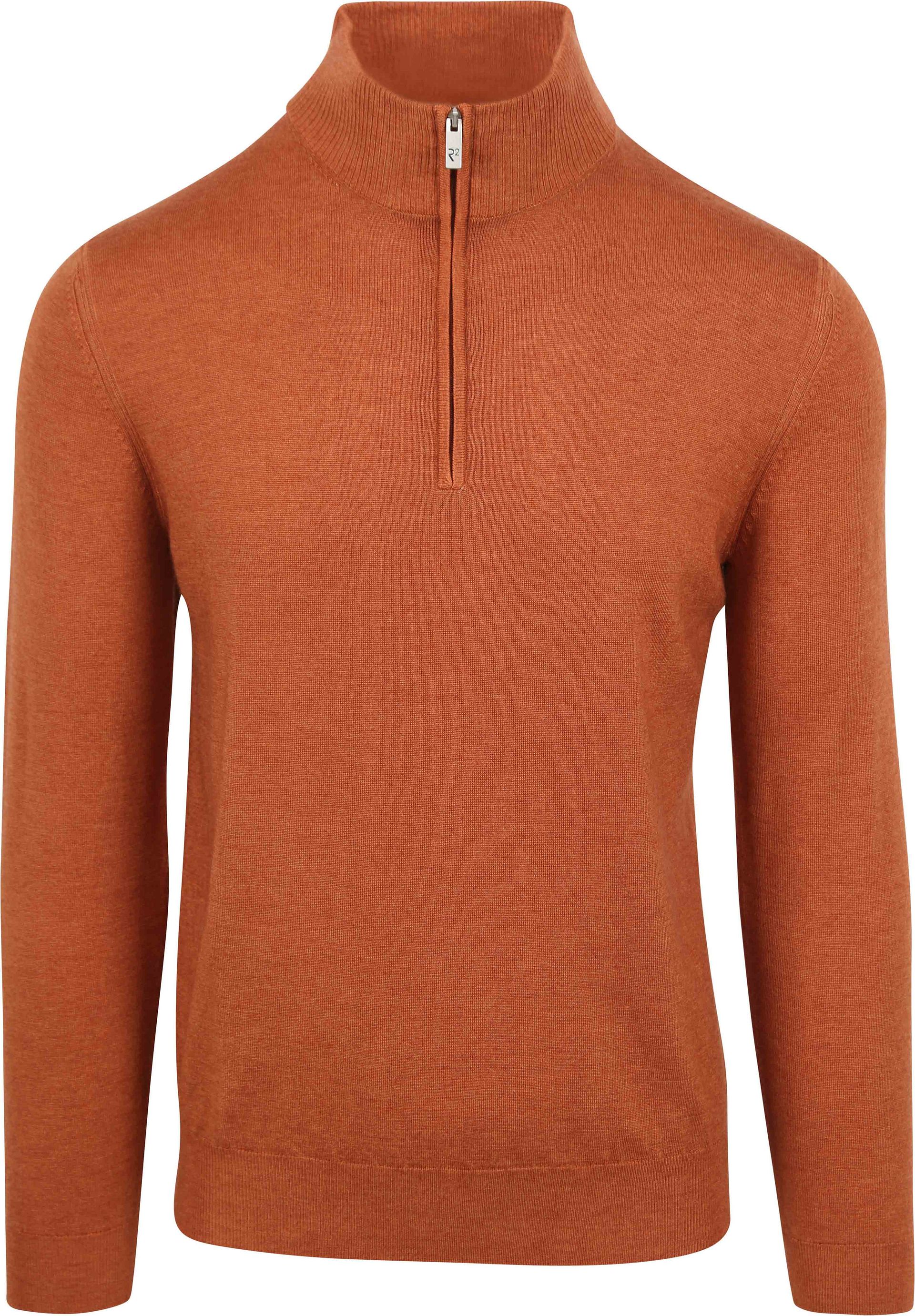 R2 Amsterdam R2 Halv Zip Tröja Merinoull Mursten Orange Storlek herr