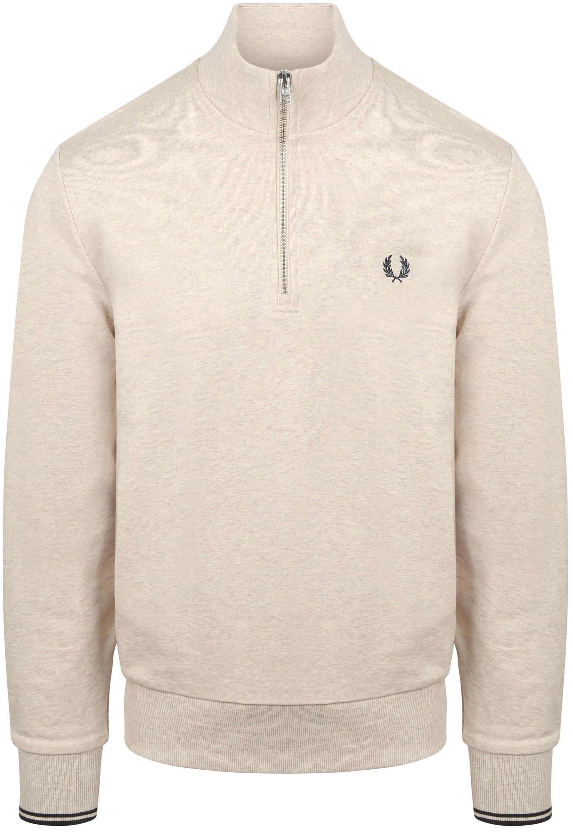 Fred Perry Halv zip-tröja i melangebeige Off-White Beige Storlek herr
