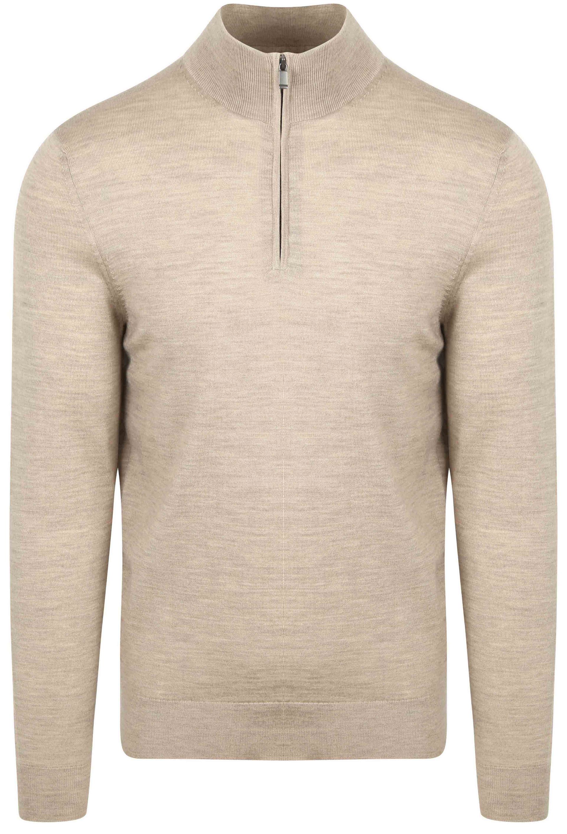 Suitable Merino Half Zip Tröja Sand Beige Storlek herr