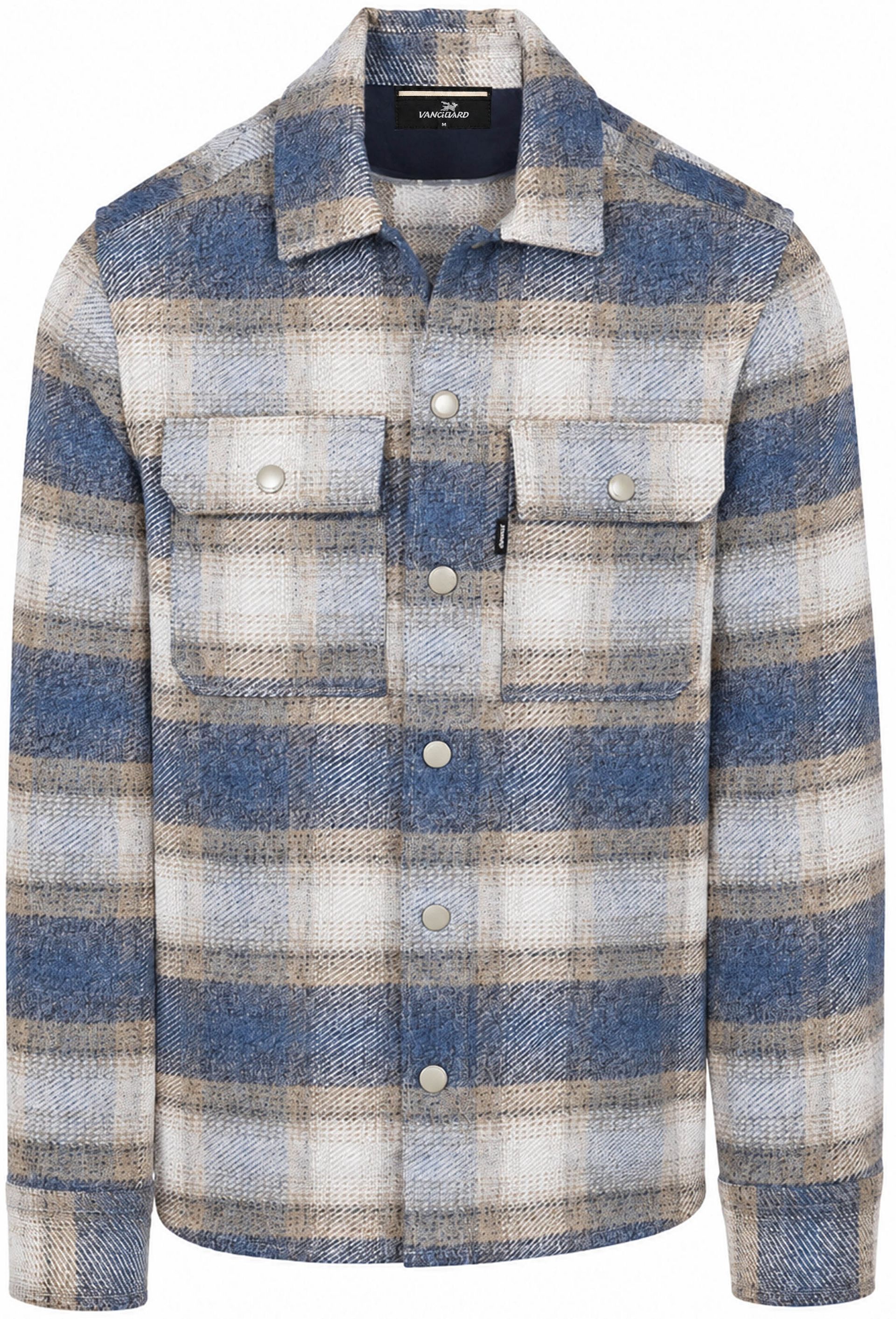 Vanguard Overshirt Brushed Rutig Blå Beige skjortor & blusar herr