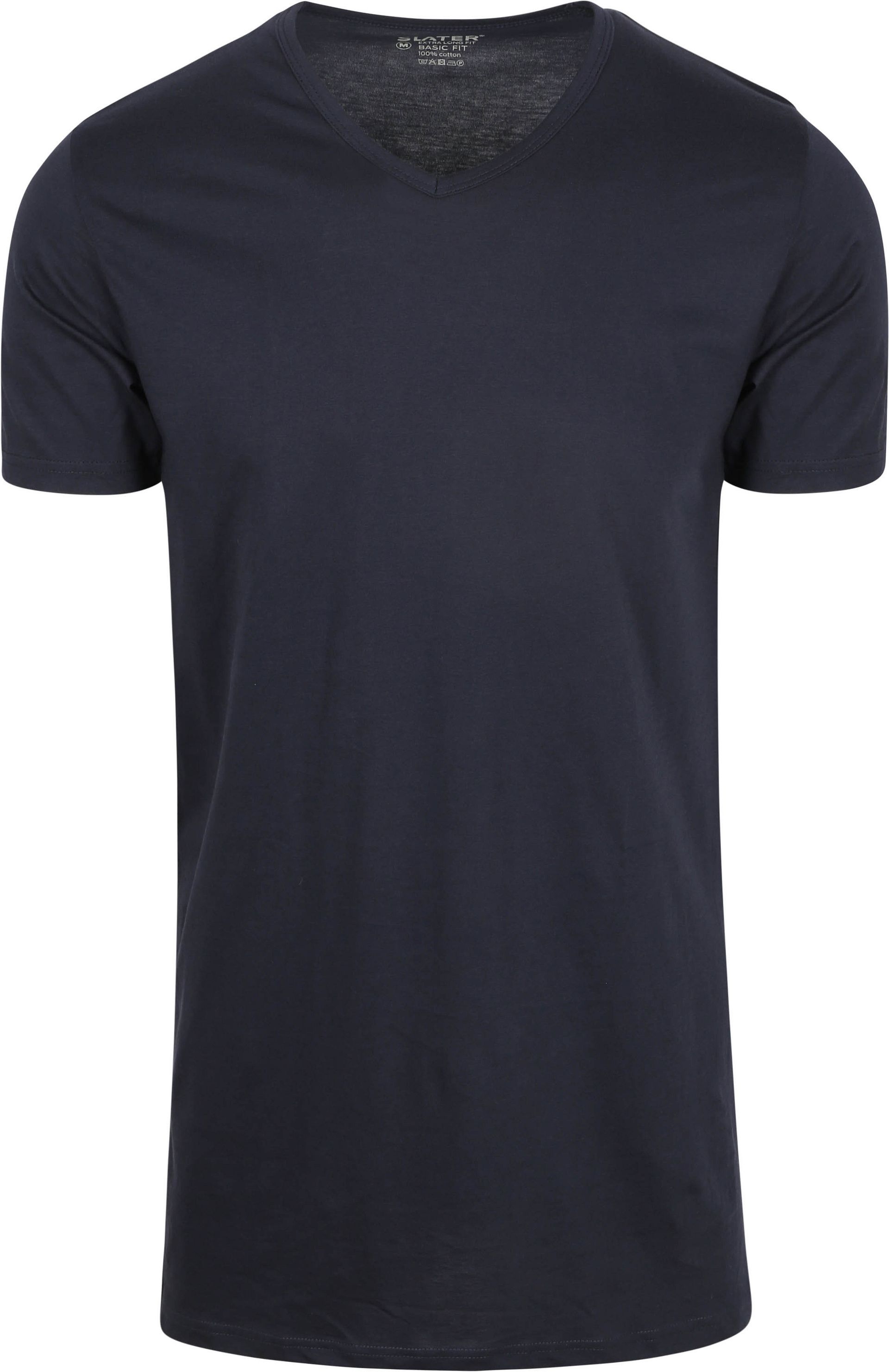 Slater 2-pack T-shirt Basic Extra Lång V-hals Marinblå Blå Mörkblå Storlek herr