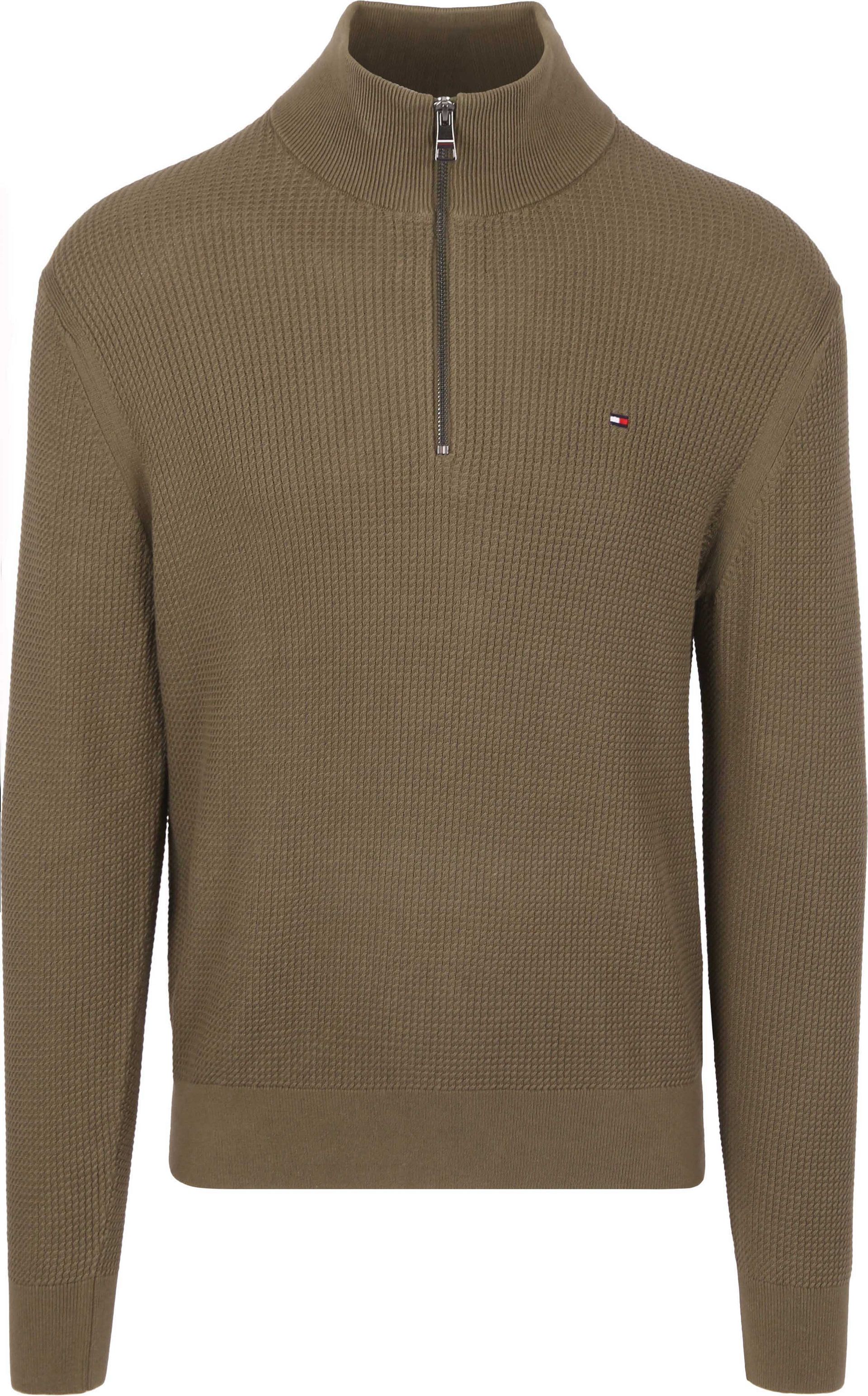 TOMMY HILFIGER Half Zip Kabel Pullover Olivgrön Grön Storlek stickade tröjor herr
