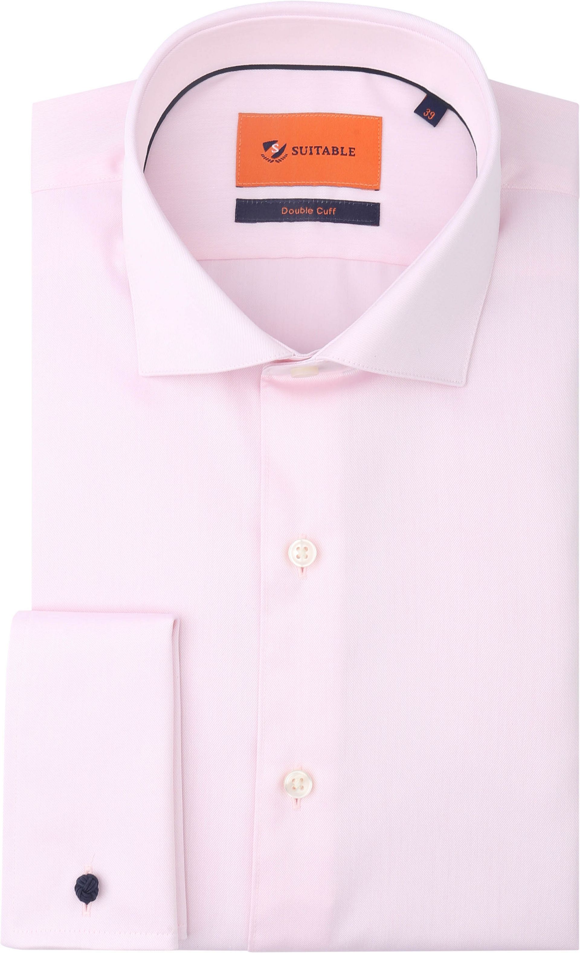Suitable Skjorta med Dubbel Manschett Rosa Storlek herr