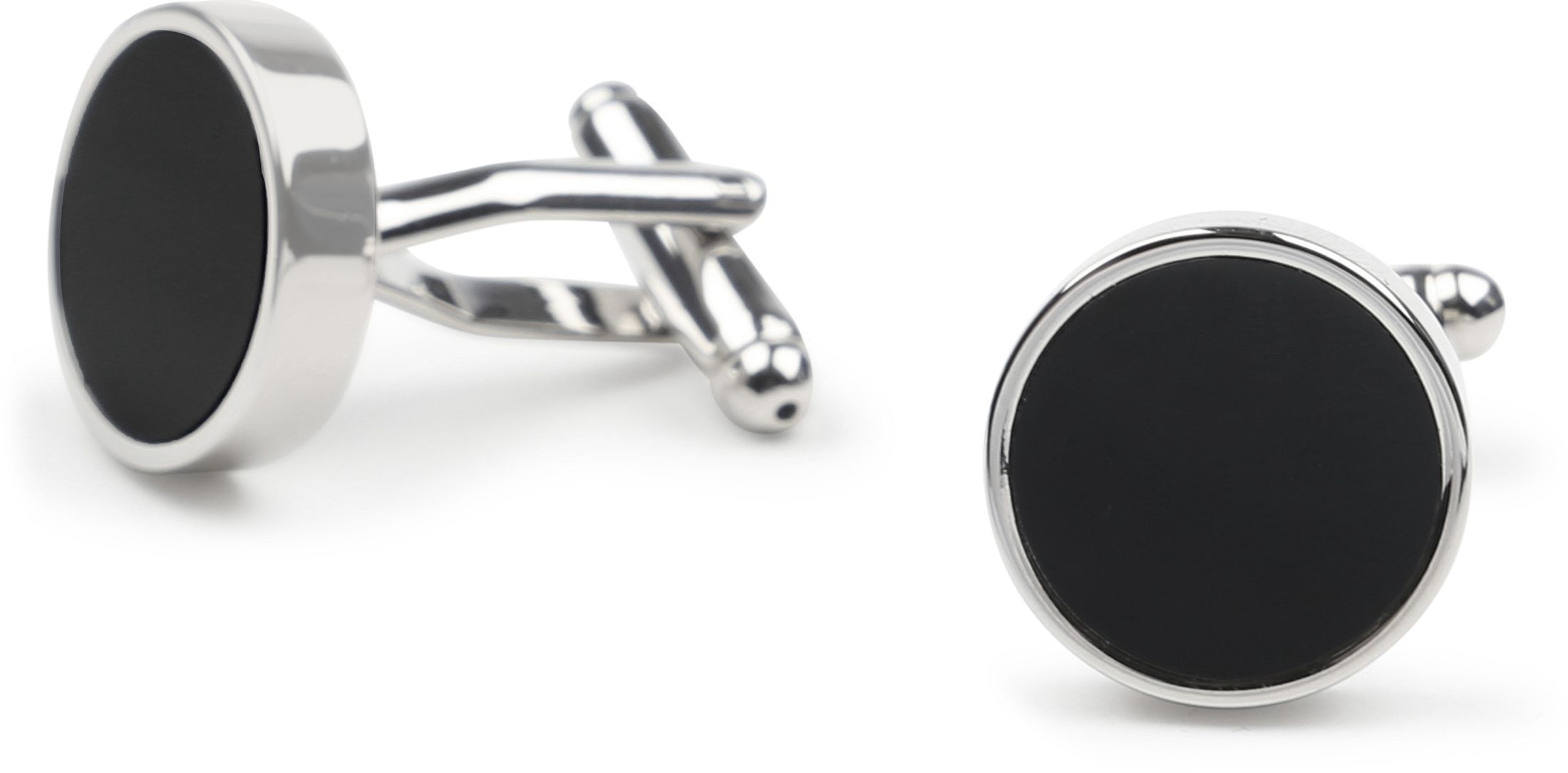 Manschettenknöpfe Studs Rund Silber Schwarz CL-STUD-01 kaufen | Suitable