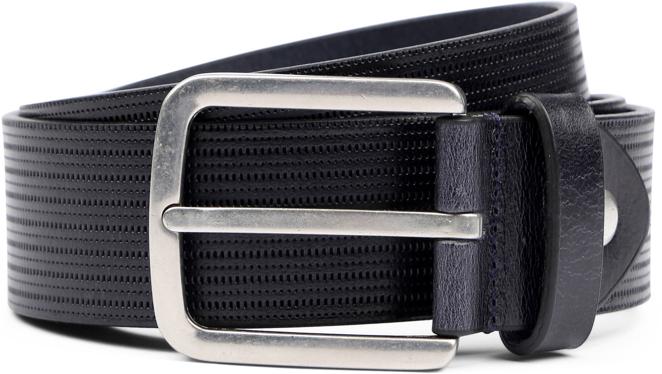 Køb Suitable Bælte Struktur Læder Navy 1100402-040 | Suitable