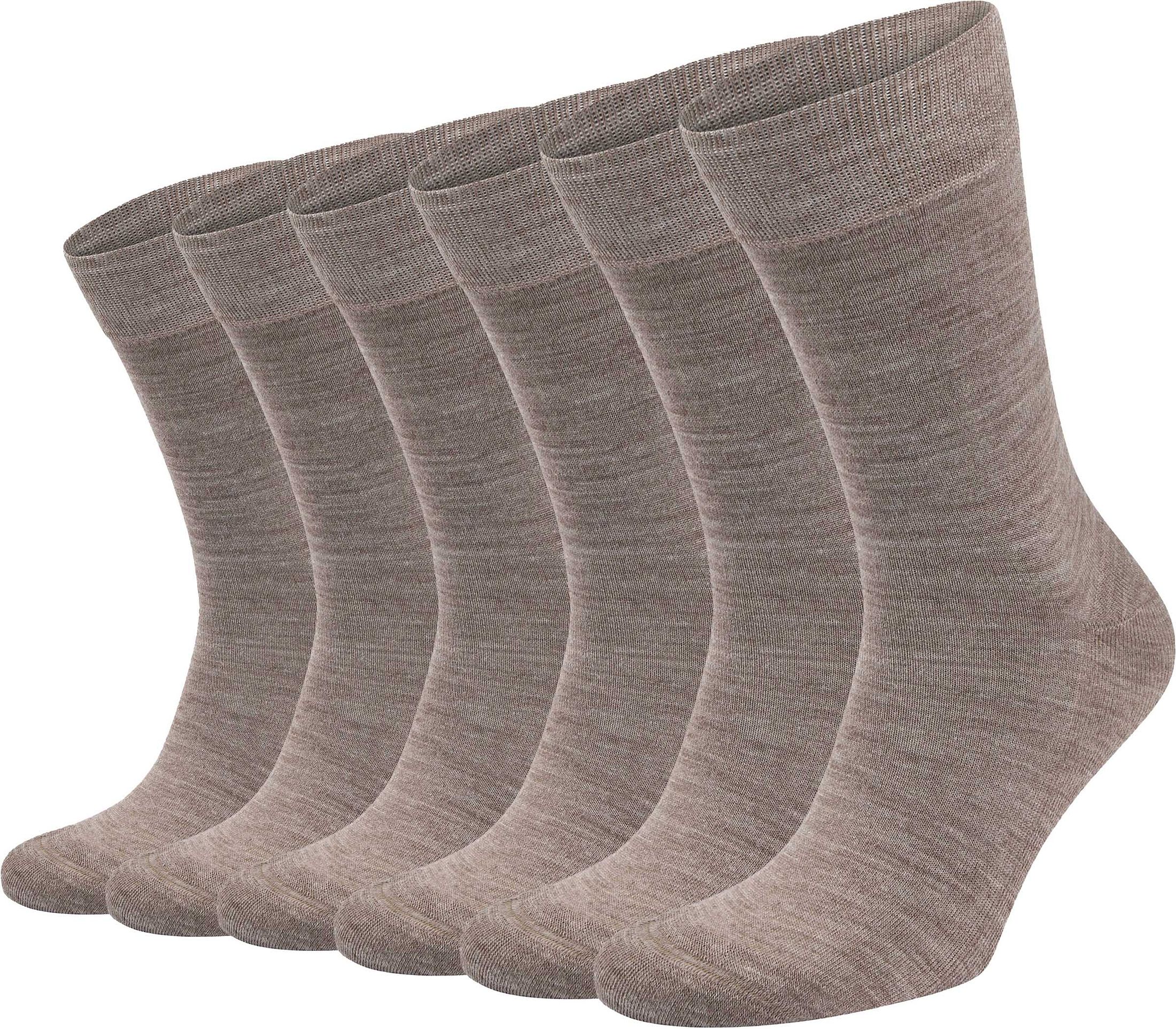 Suitable Merino Sokken Taupe 6-Pack 989620103000-Taupe-2 pack kopen | Suitable