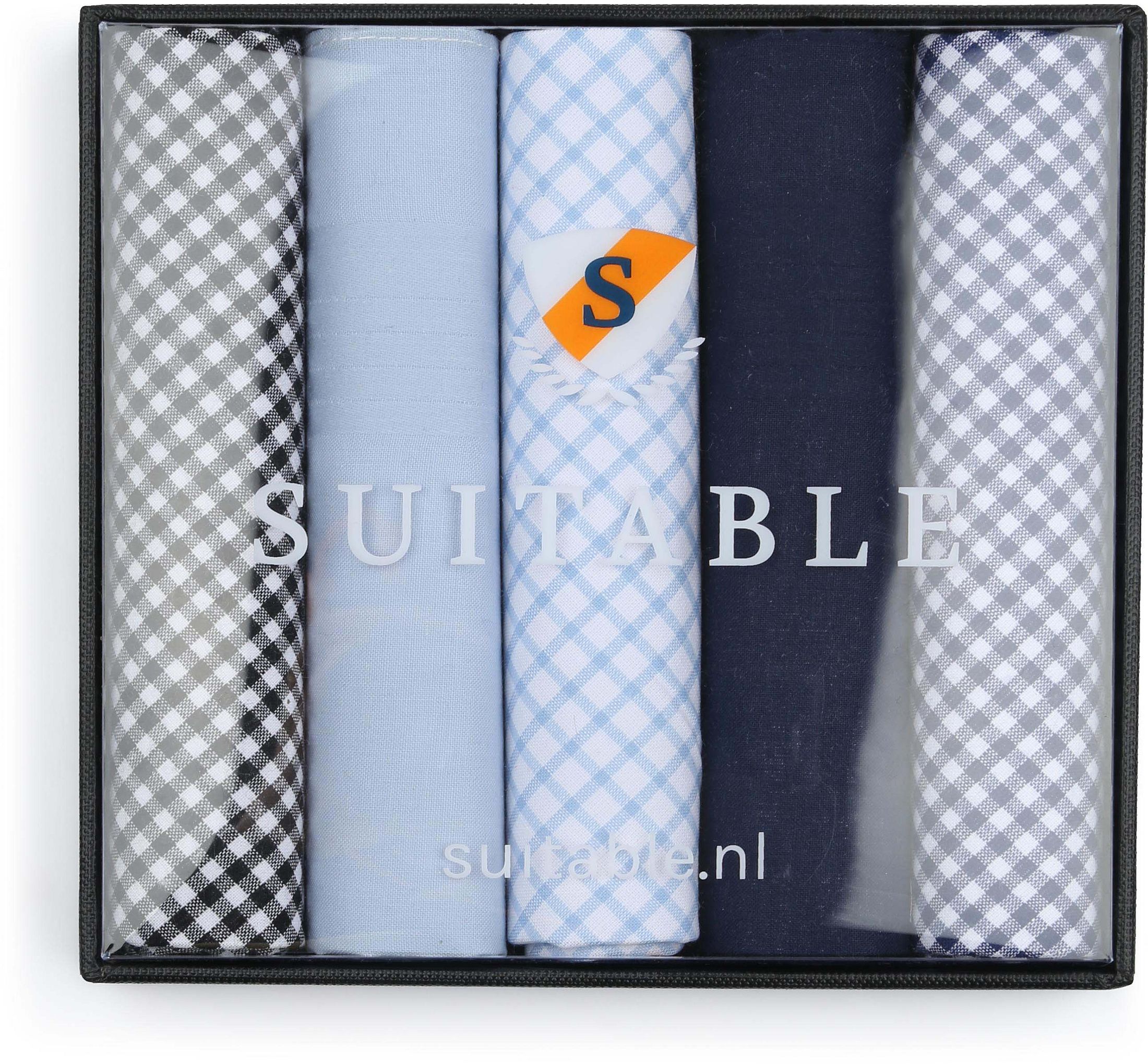 Køb Suitable Lommetørklæder 5-Pak Vichy Blå HANK-VICHY-BLUE-25.03 | Suitable