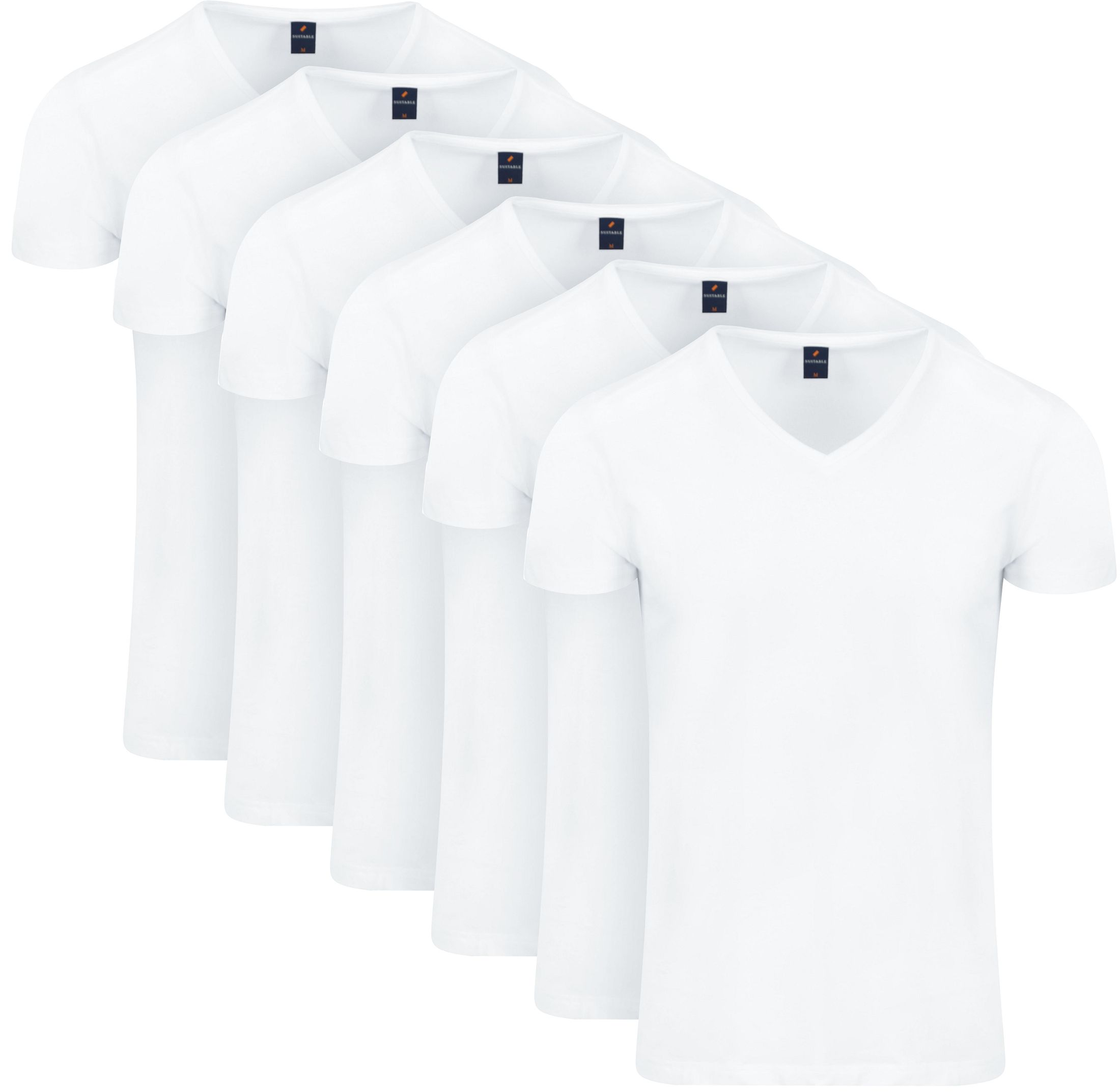 Suitable T-shirt Biały 175-2 Vitasu Vneck 6-pack