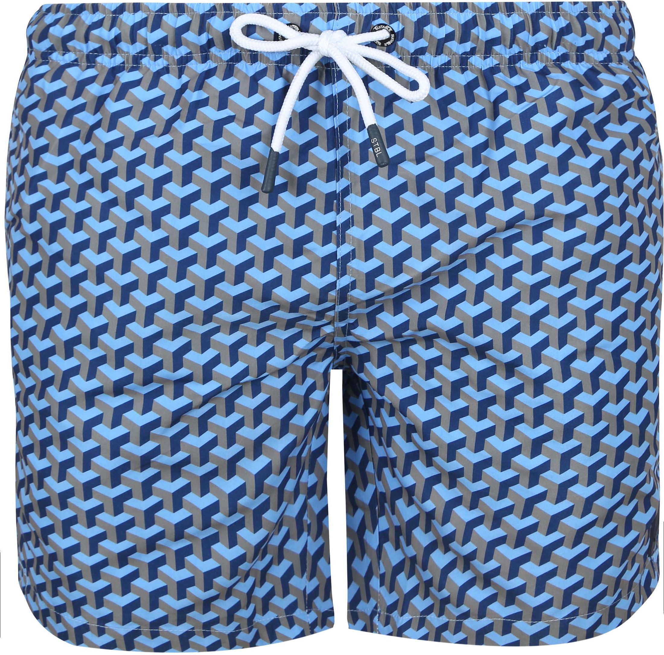 Passande Baddräkt Mönster Navy SW-SQ-25-15 NAVY