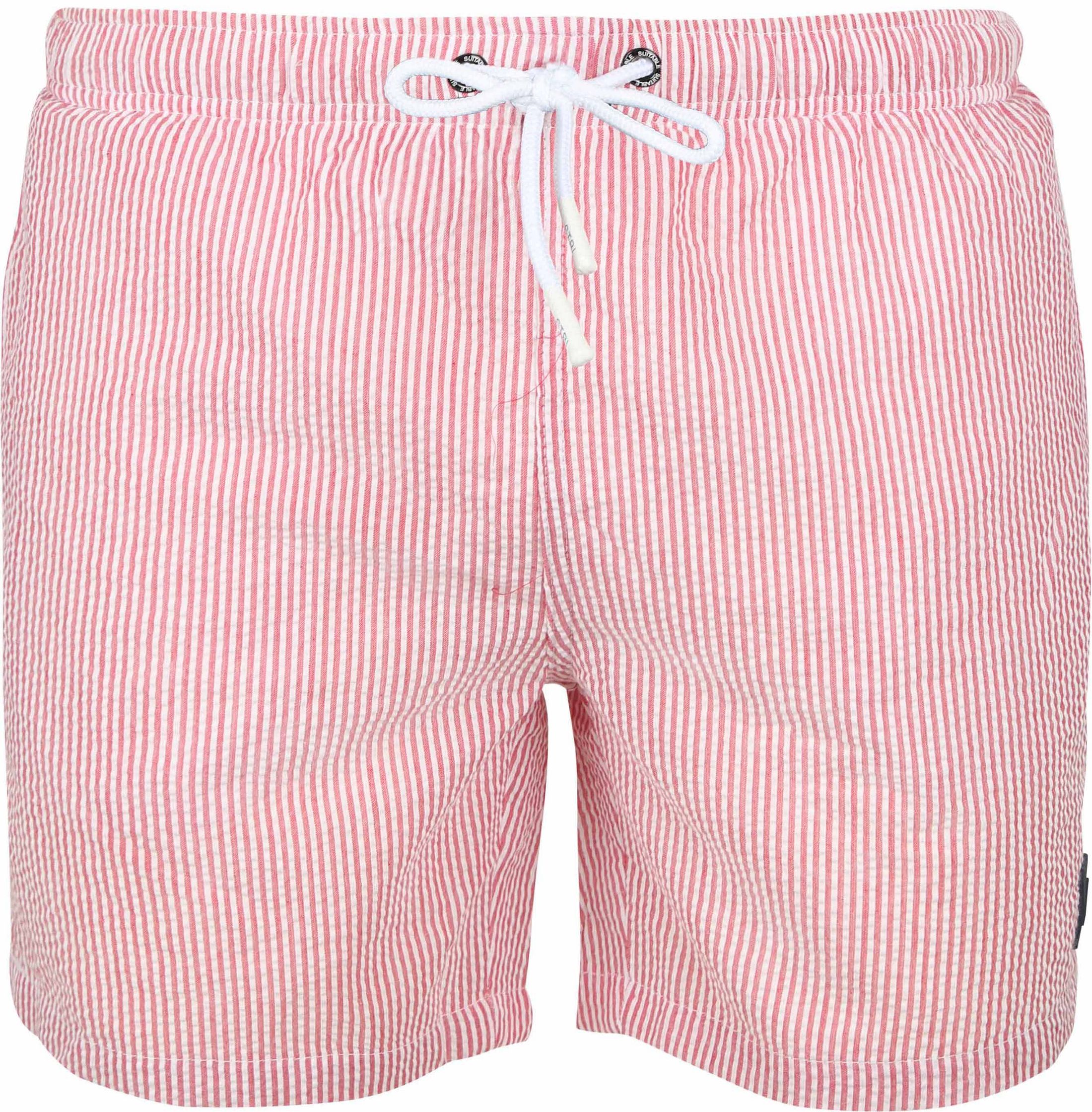 Suitable Badeshorts Stripe Seersucker Rot SW-ST-25-10- RED