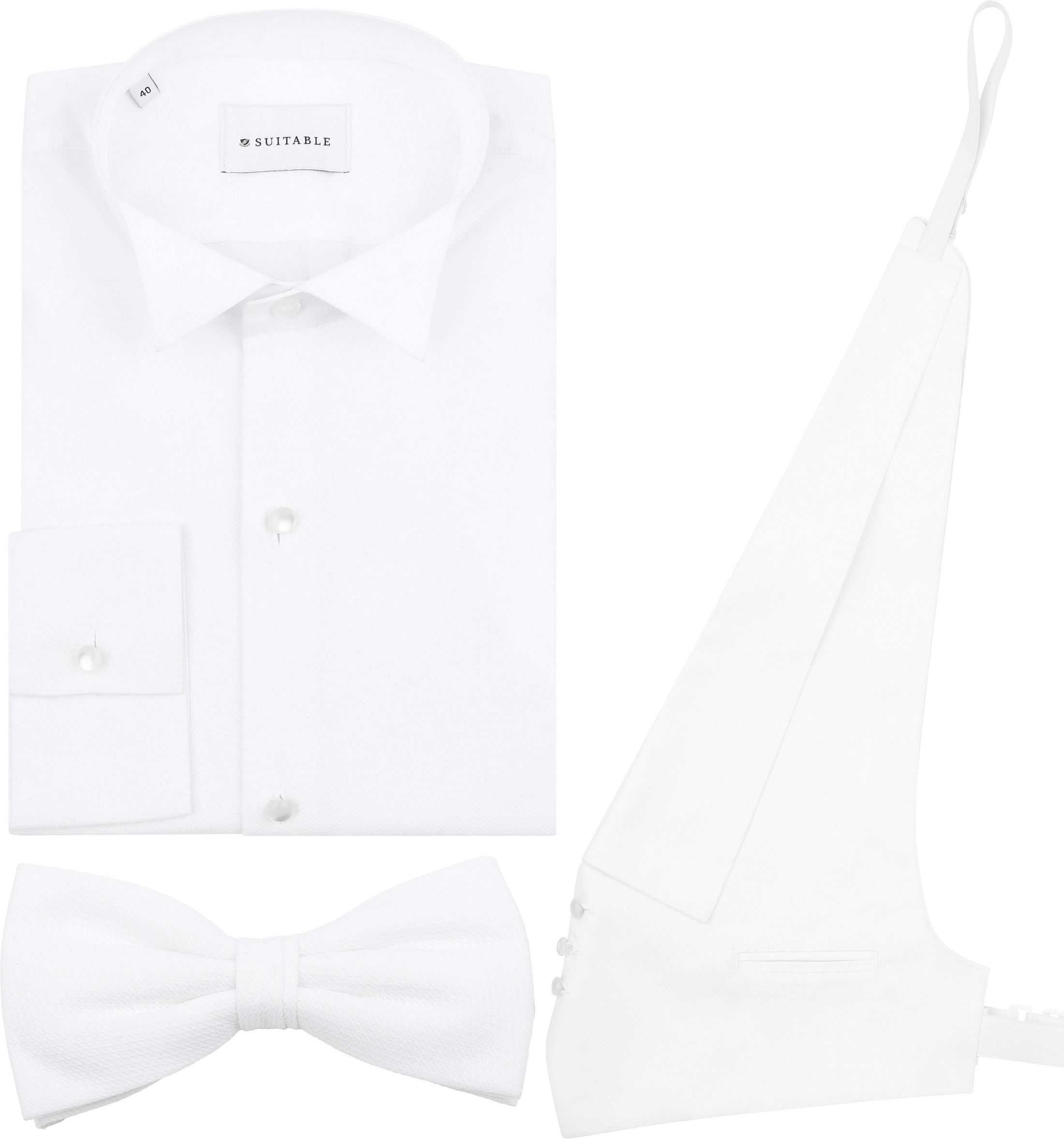 Tailcoat Package Cotton White Shirt + Waistcoat + Bow Moldau order online | Suitable Italy