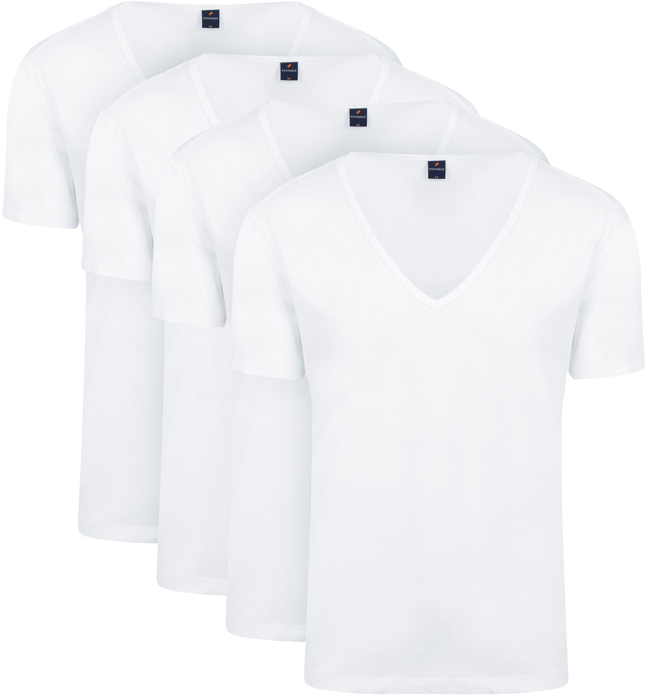 Suitable T-Shirt Weiß Tief V-Ausschnitt Vitaru Stretch 4 Pack 160-2 DeepV 95/5 Vitaru