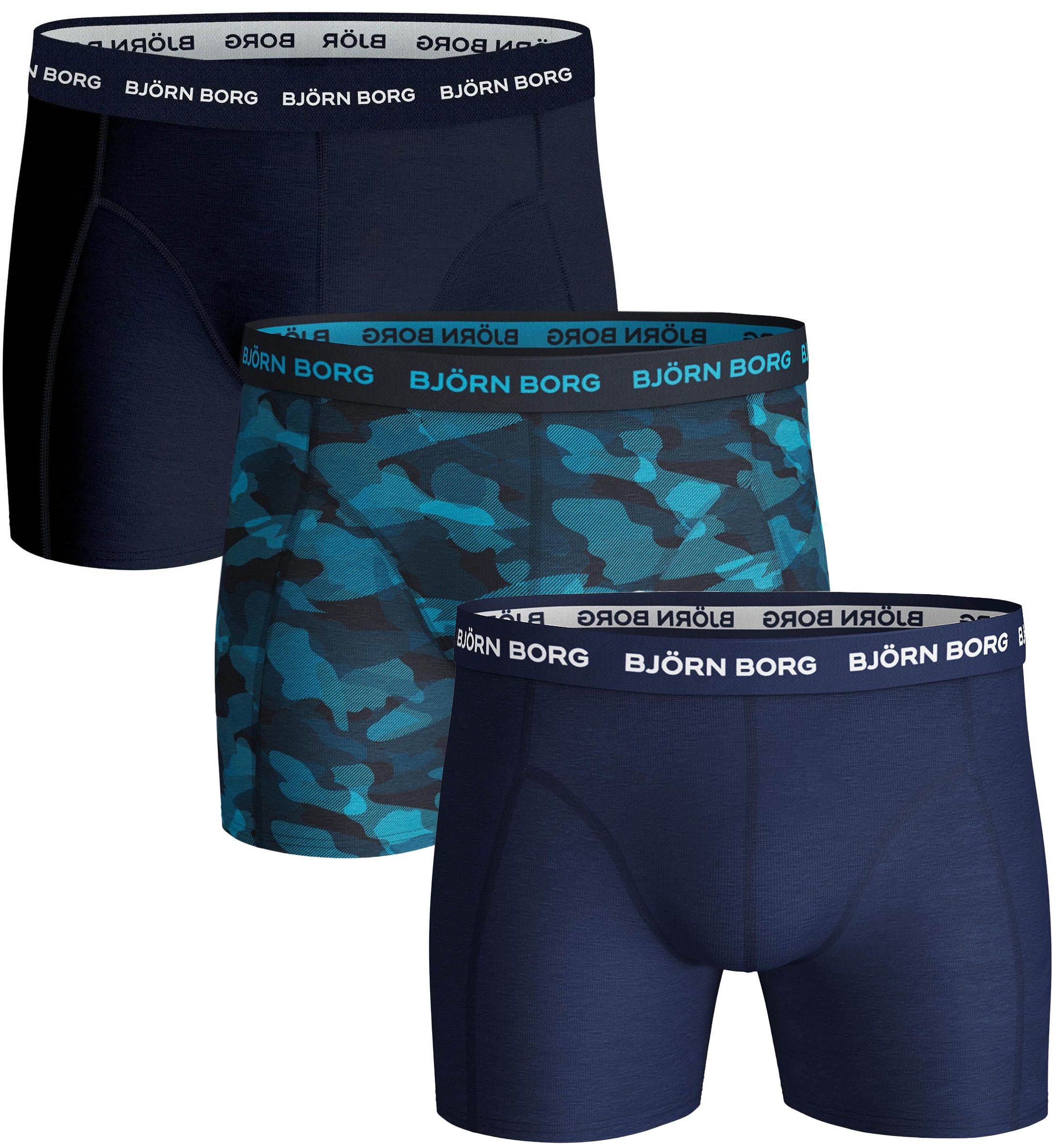 Bjorn Borg Bomuldsstræk Boxershorts 3Pack Mørkeblå 10004232-MP009