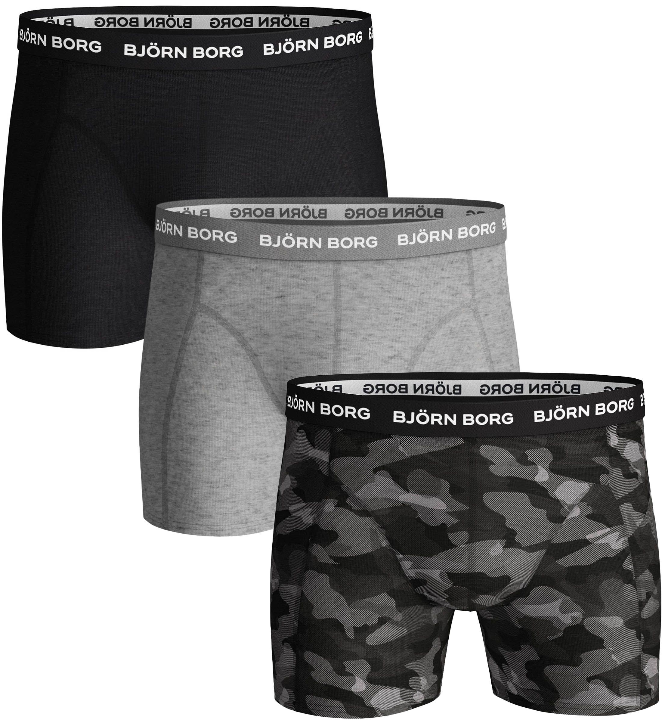 Bjorn Borg Cotton Stretch Boxers 3Pack Sort Grå 10004232-MP008