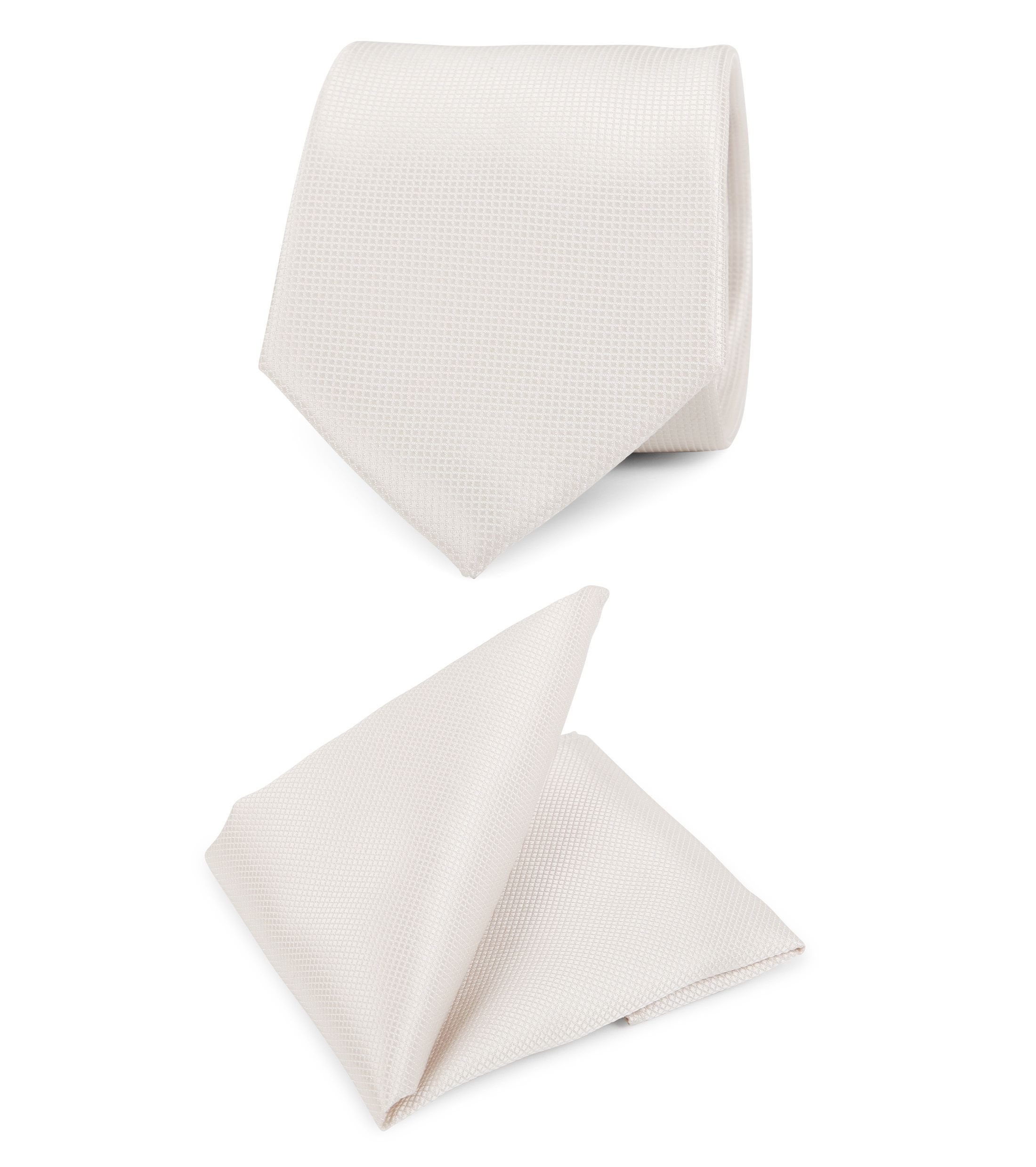 Køb Bryllupsslips med lommetørklæde, off-white 5102435SET09A D&P Carre | Suitable