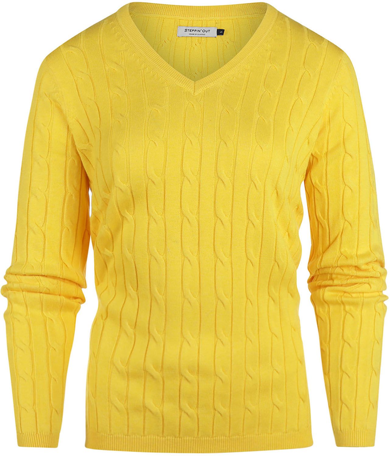 Steppin' Out Women's V-Neck Cable Pullover Yellow order online | SW1201.0002-6001 | Suitable Greece