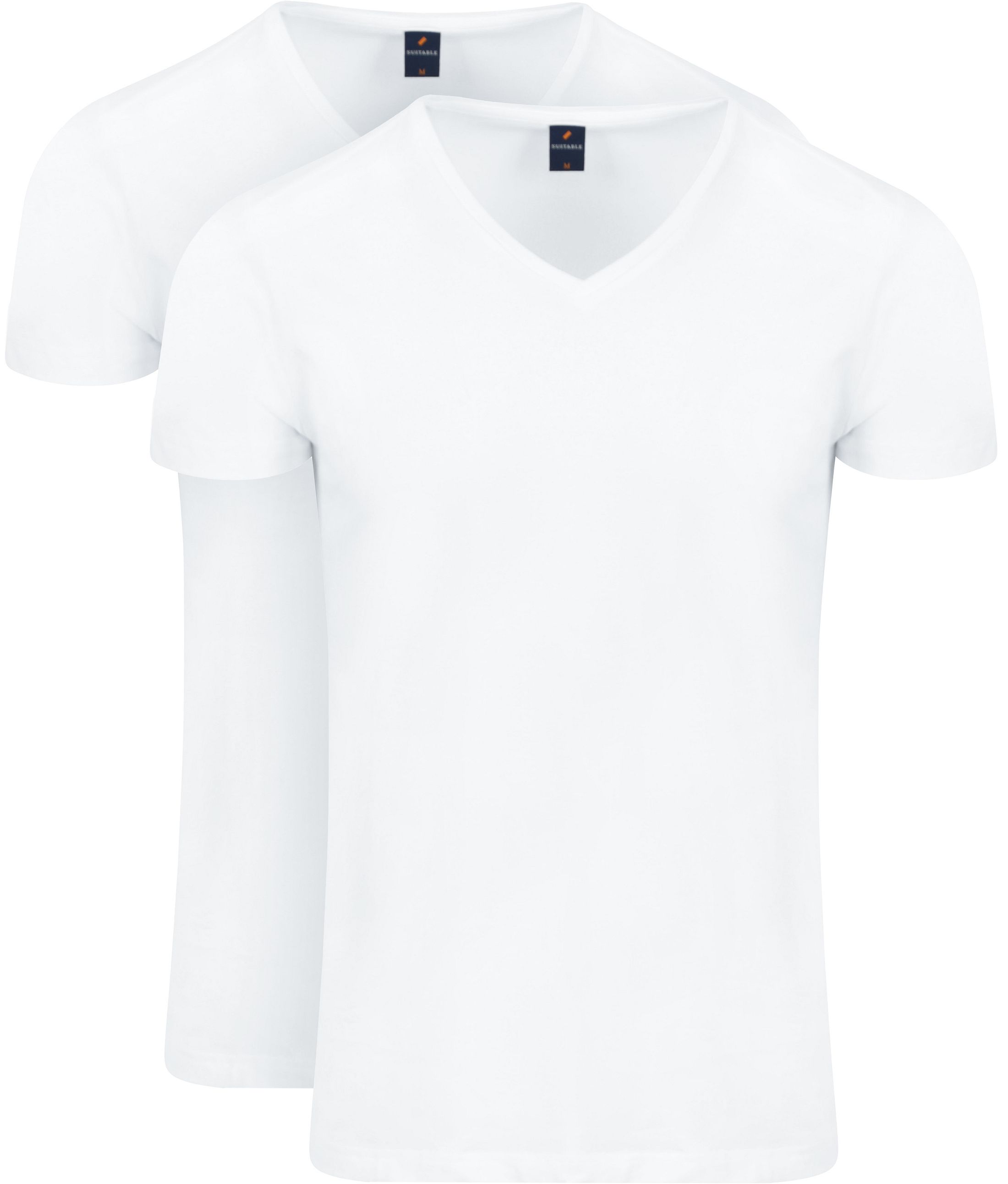 Køb Suitable Vitasu T-shirt med V-hals i hvid, 2-pak 175-2 Vitasu Vneck | Suitable