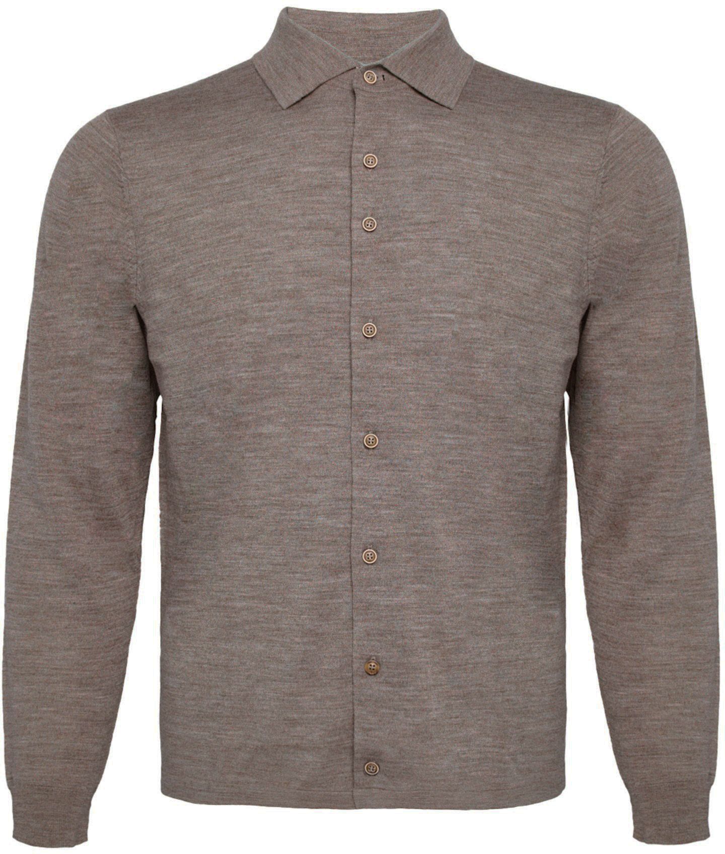 R2 Amsterdam Knitted Pull Shirt Merino Taupe 126.KNITSHIRT.001-042 order online | Suitable