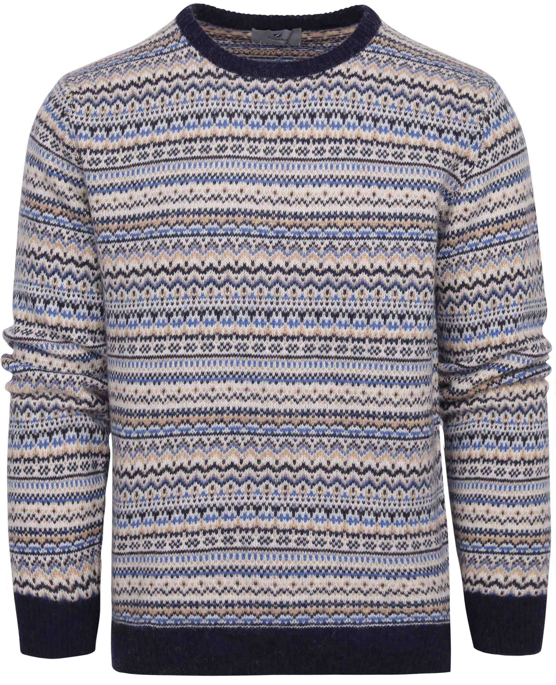 Suitable Prestige Fair Isle Genser Beige 22U10782 - Fair Isle - Pull Crewneck kl natural