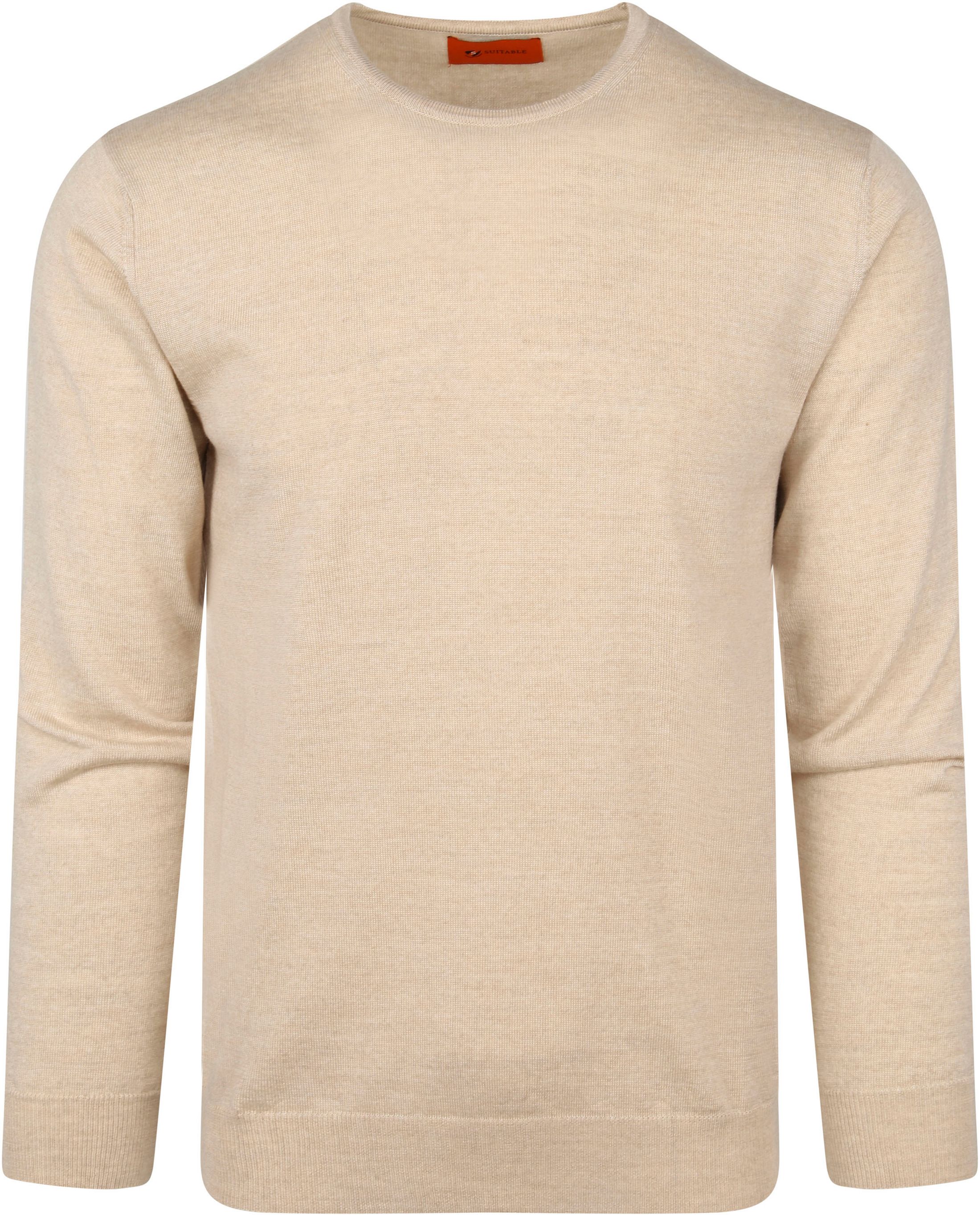 Merino Pullover mit Rundhalsausschnitt in Beige MRI-O-23 M07181 kaufen | Suitable