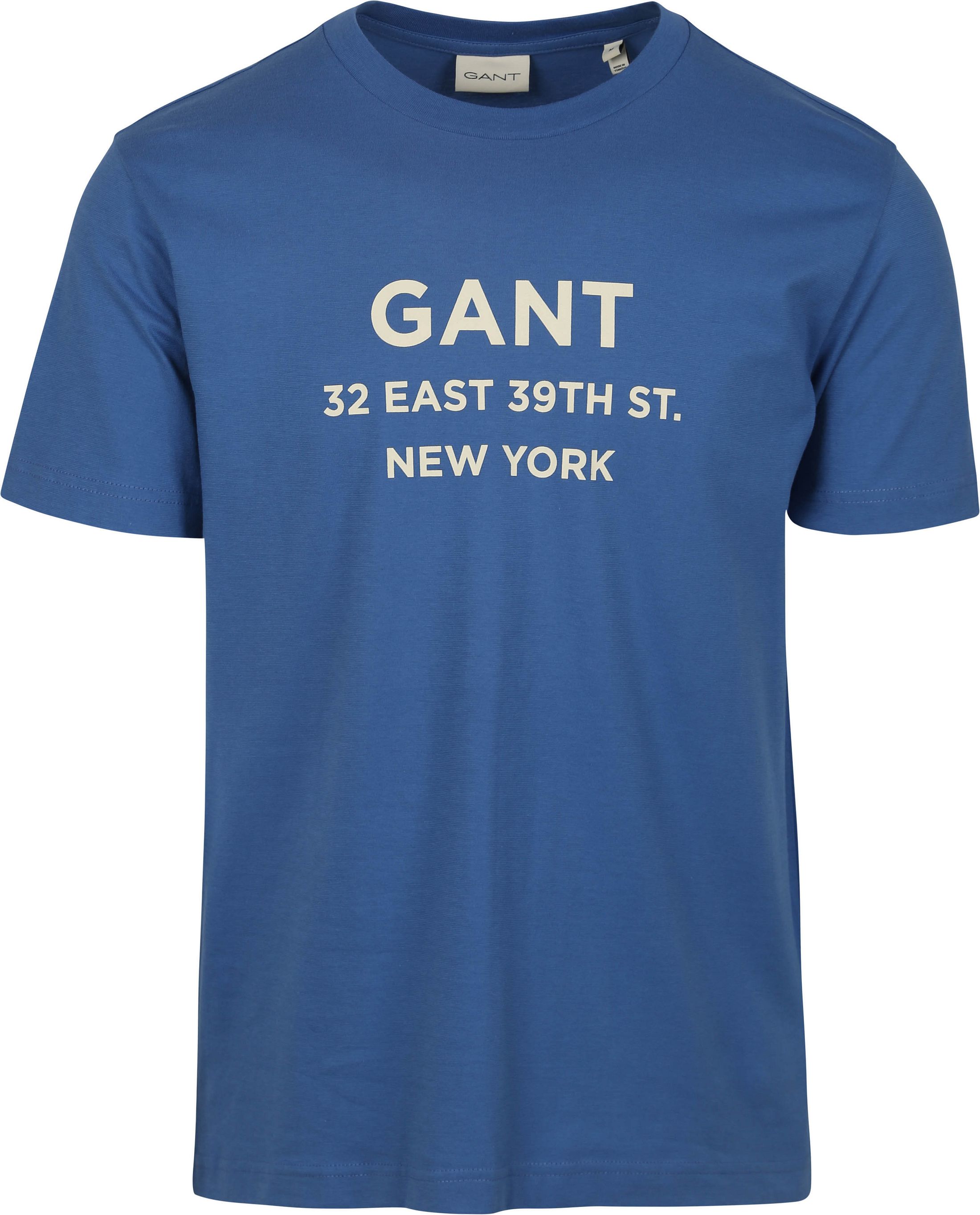 Gant T-skjorte med logo i blått 2003301-407